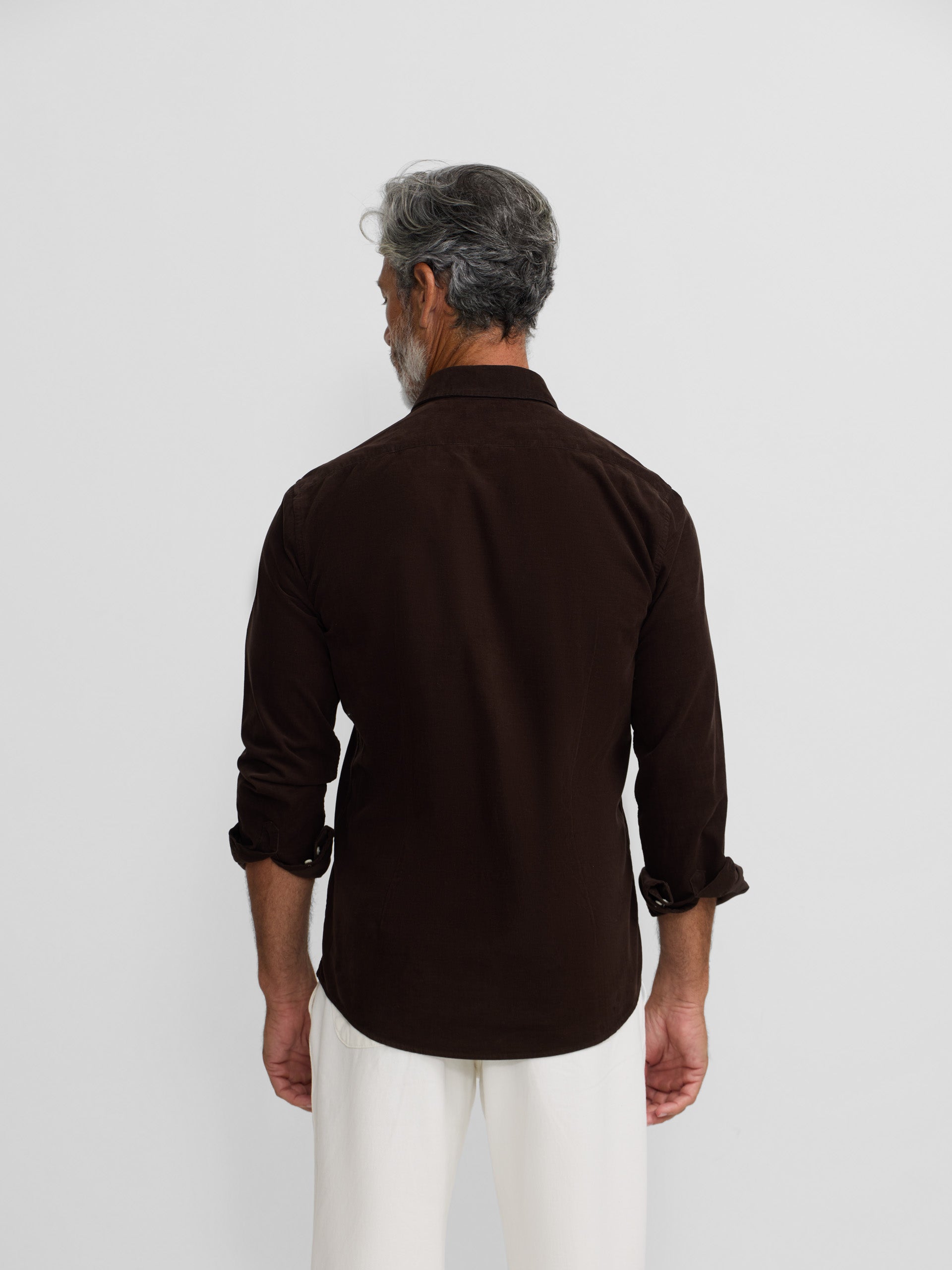 Corduroy sport shirt with brown pockets