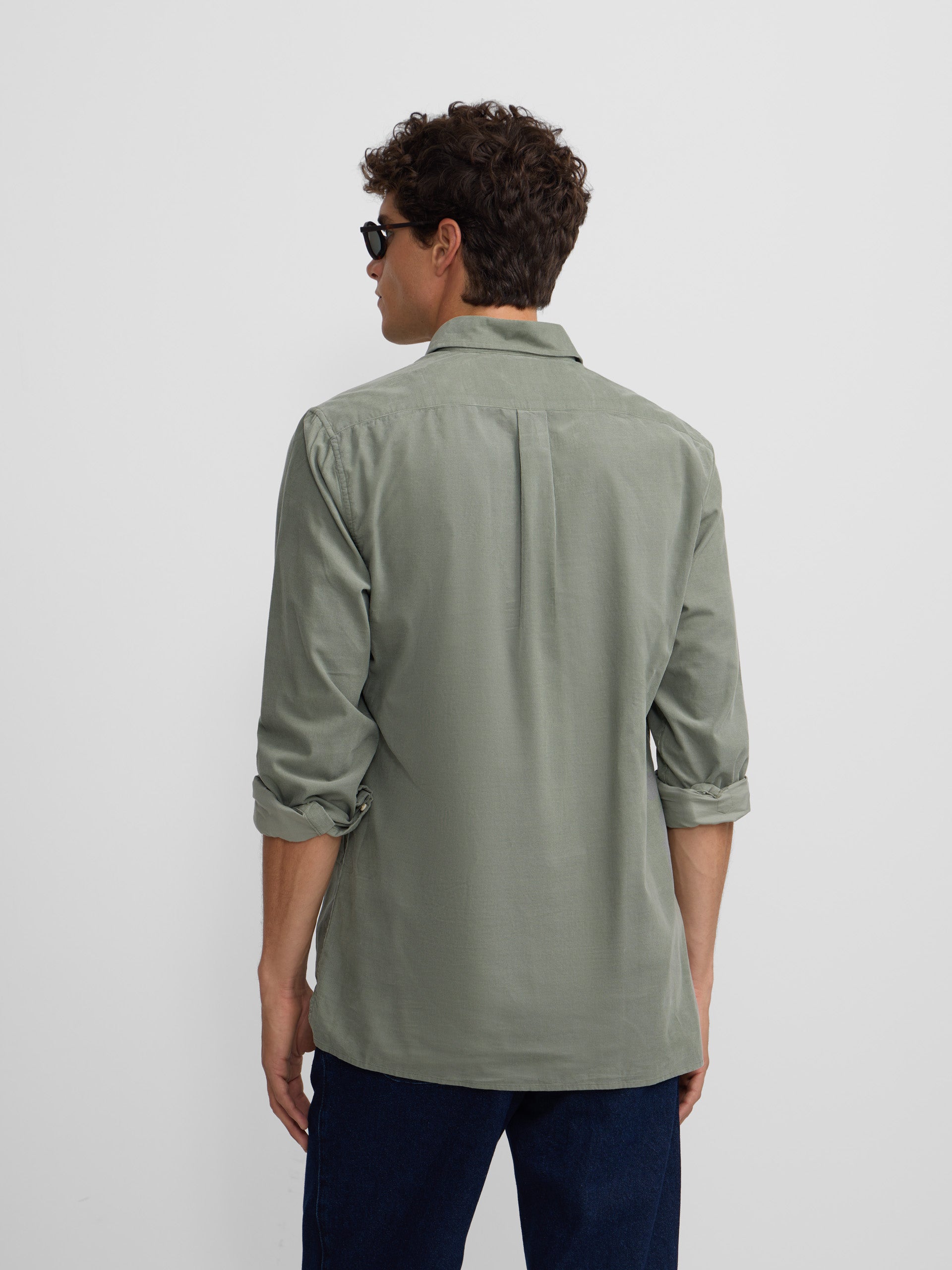 Chemise de sport en velours côtelé vert clair