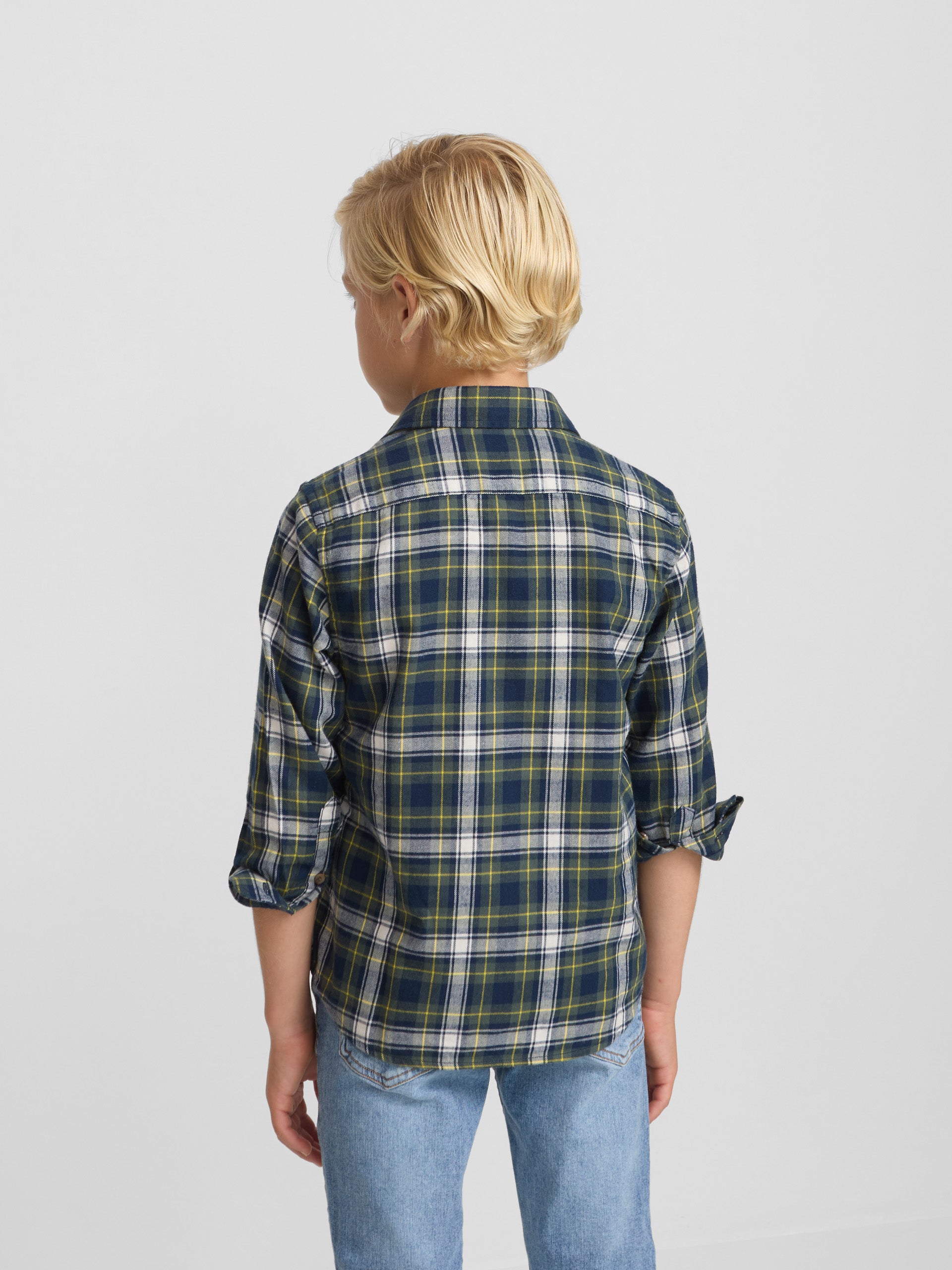 Camisa sport kids cuadro tartan bicolor azul verde