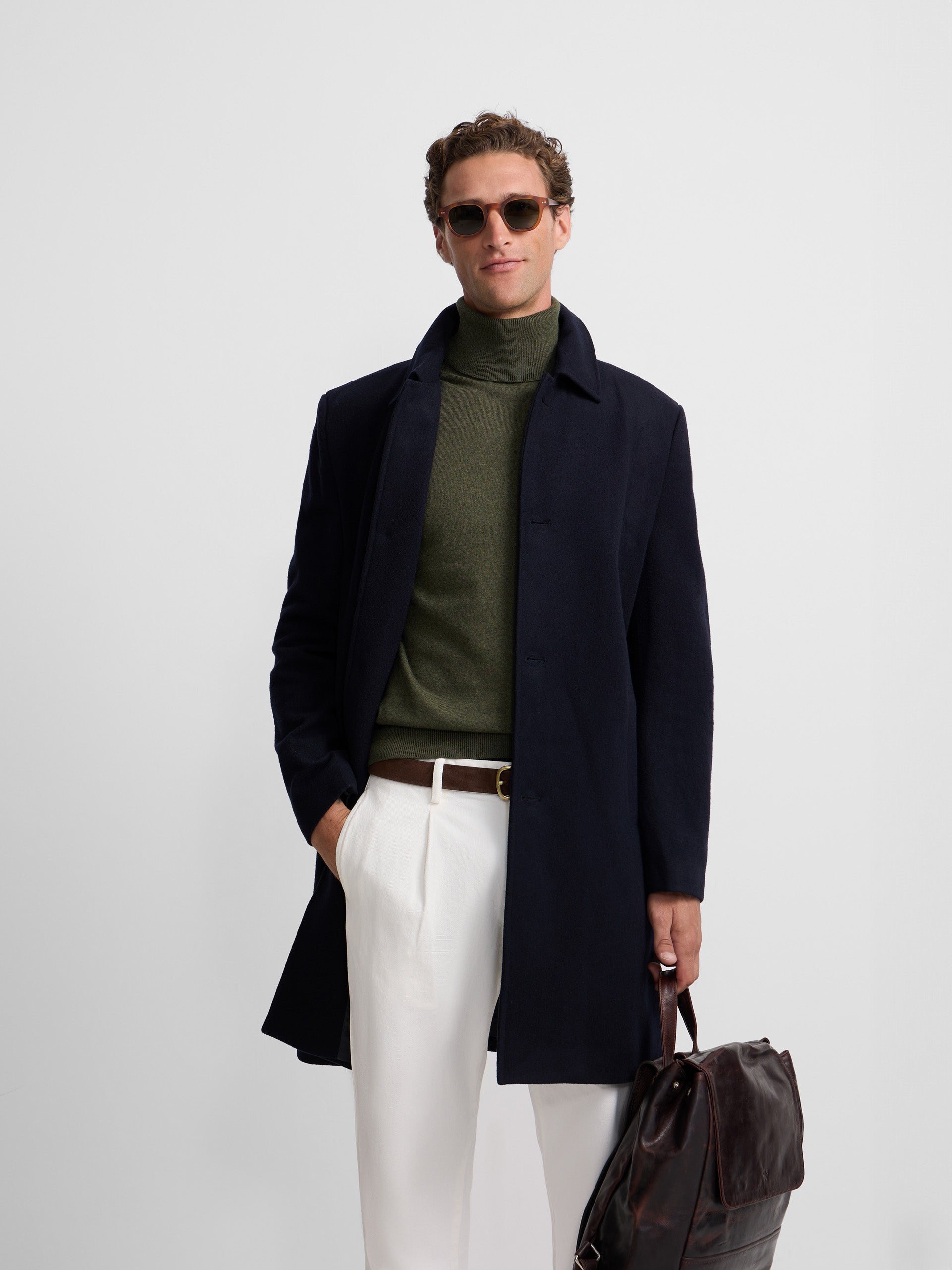 Navy blue straight coat