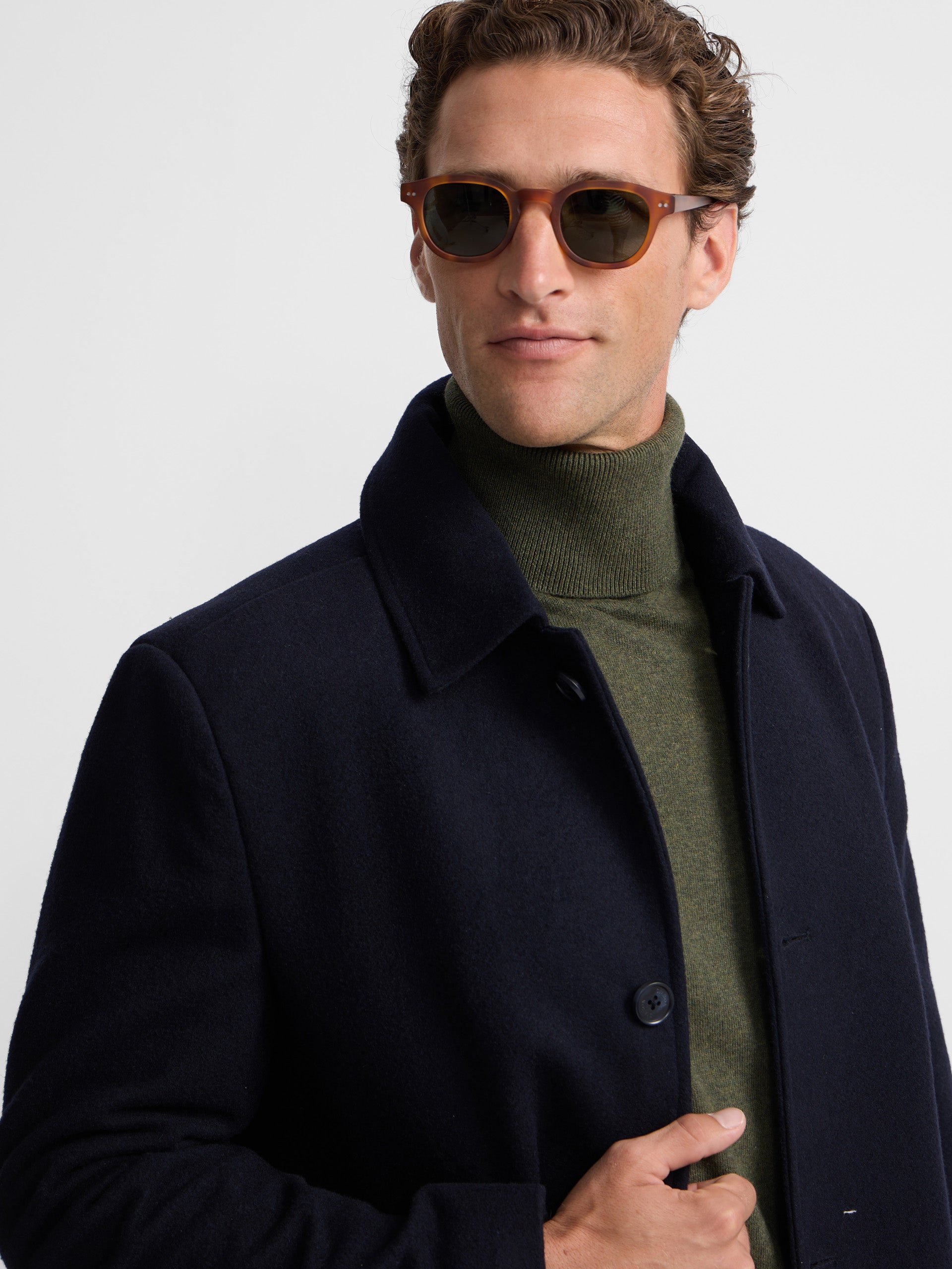 Navy blue straight coat