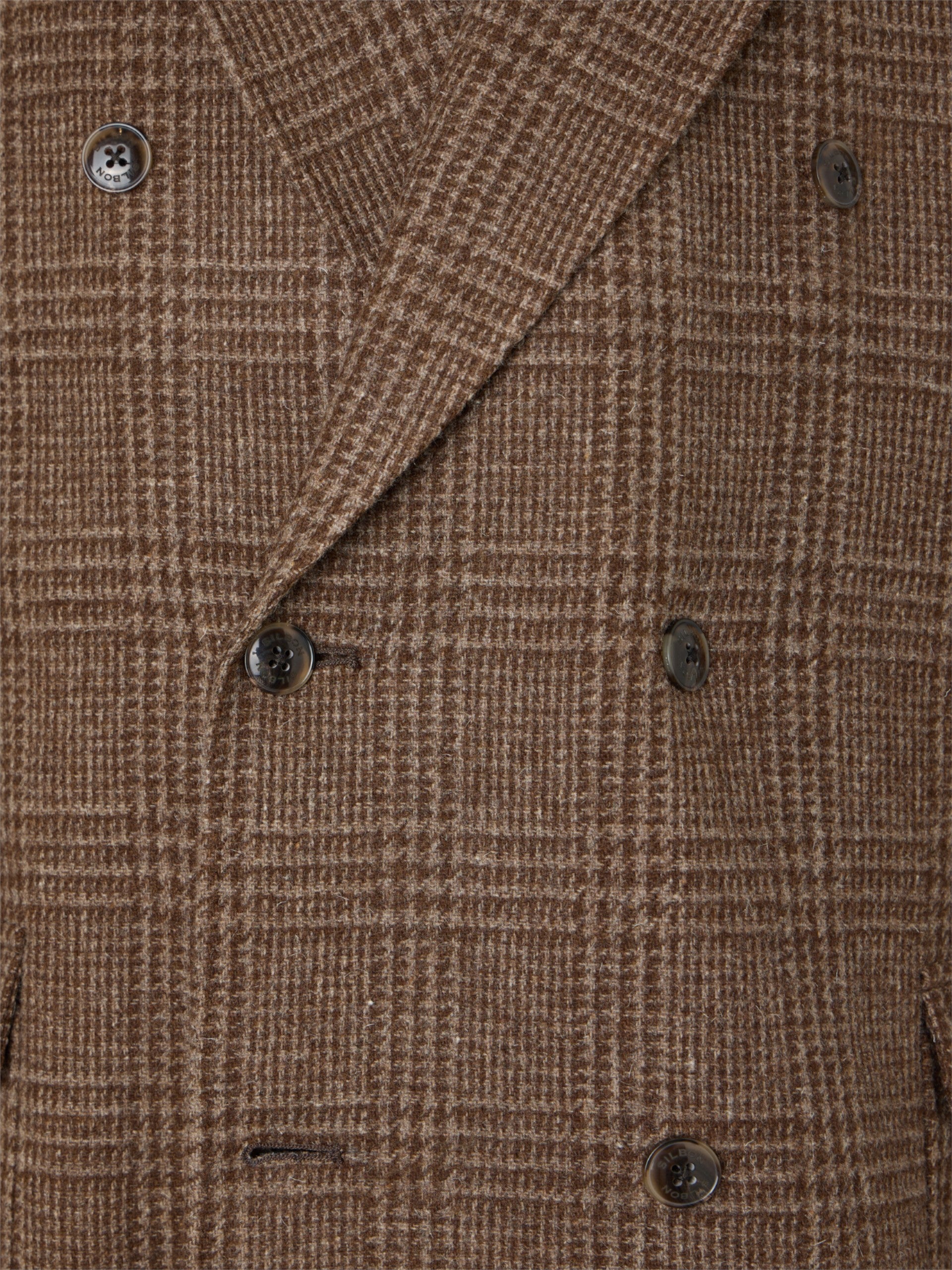 Brown Prince of Wales double-breasted coat