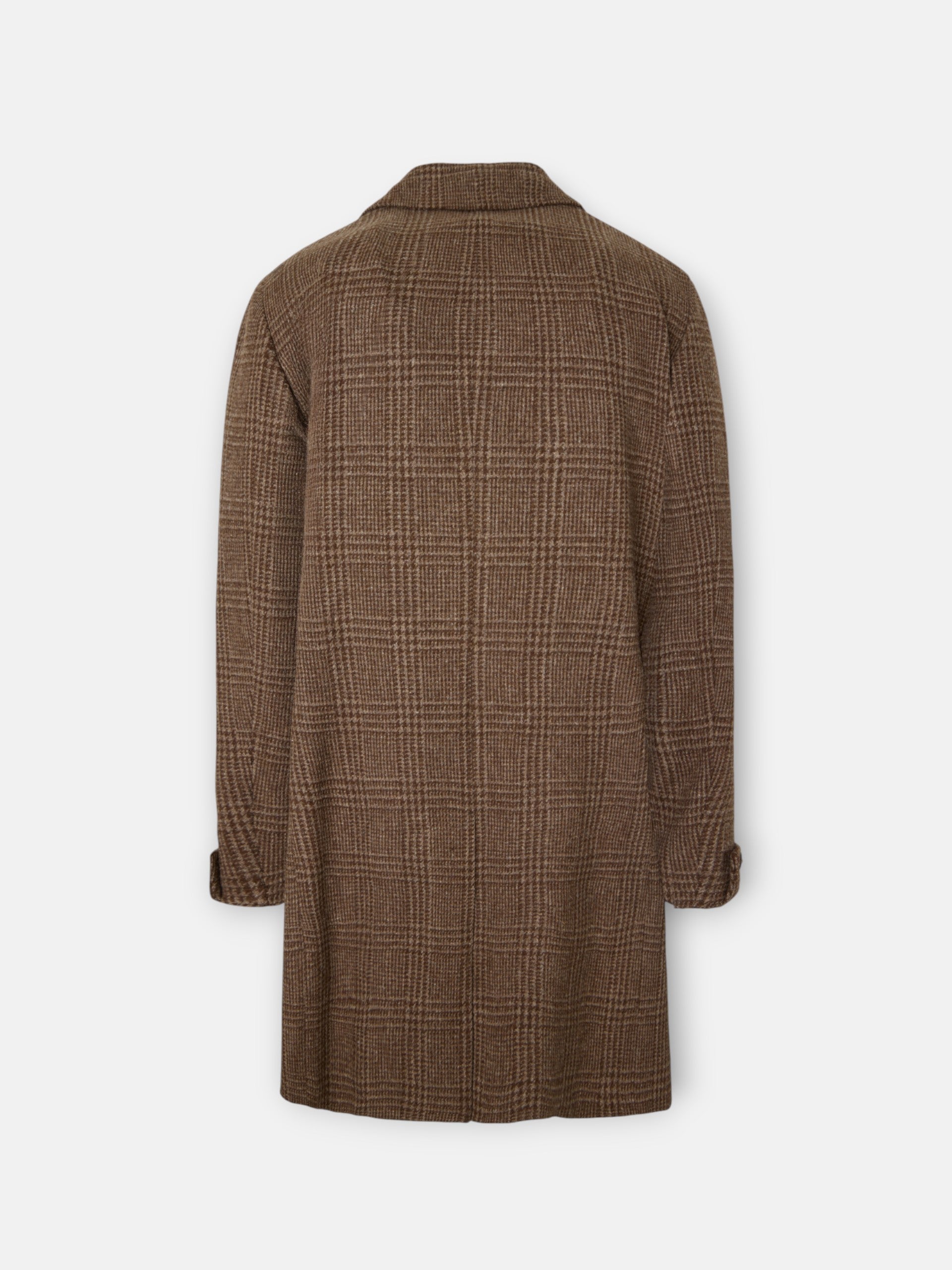 Brown Prince of Wales double-breasted coat