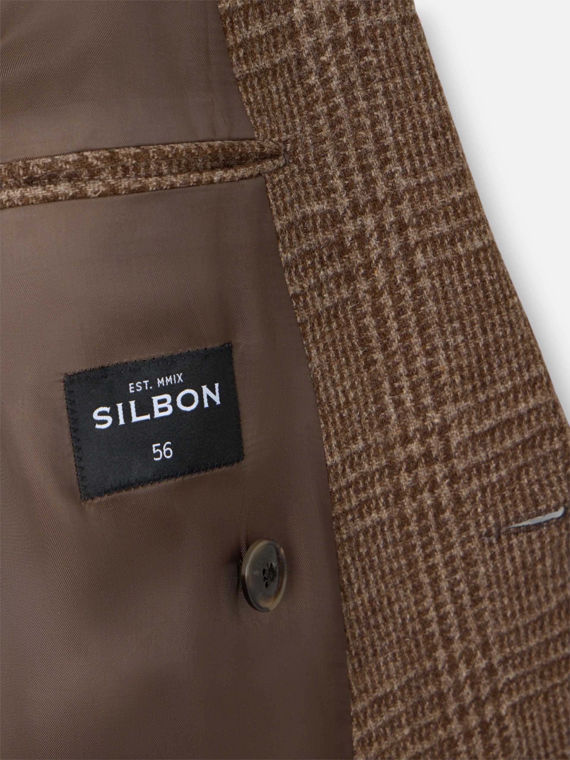 Brown Prince of Wales double-breasted coat