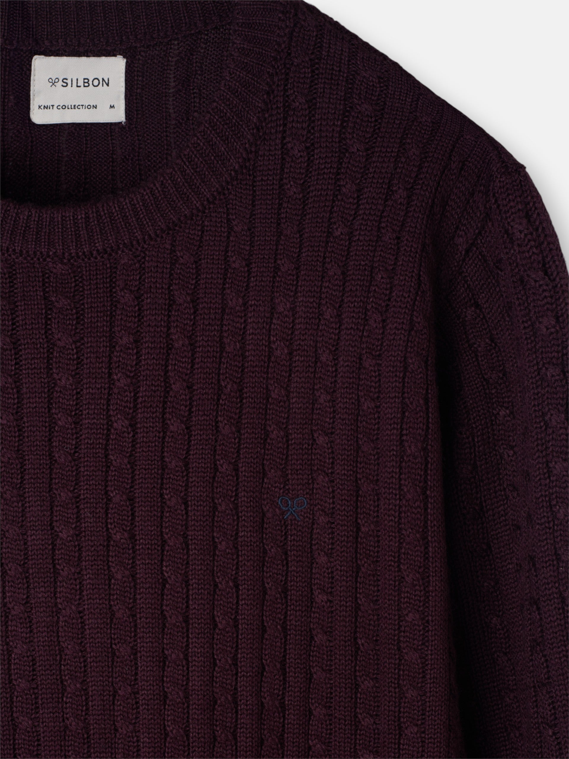 Classic burgundy cable knit sweater