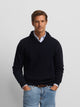 Navy blue shawl collar sweater