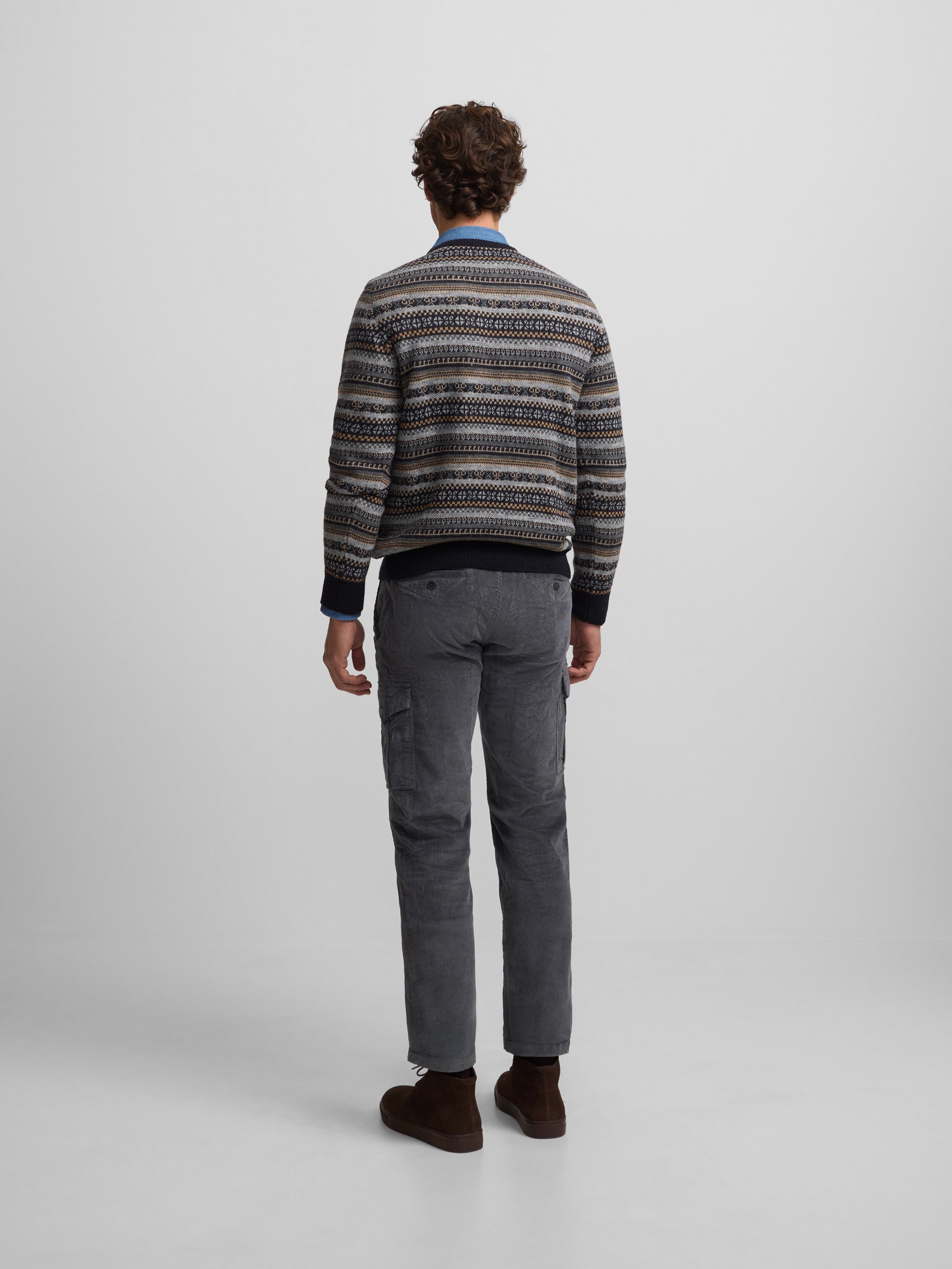 jersey jacquard ethnique bleu