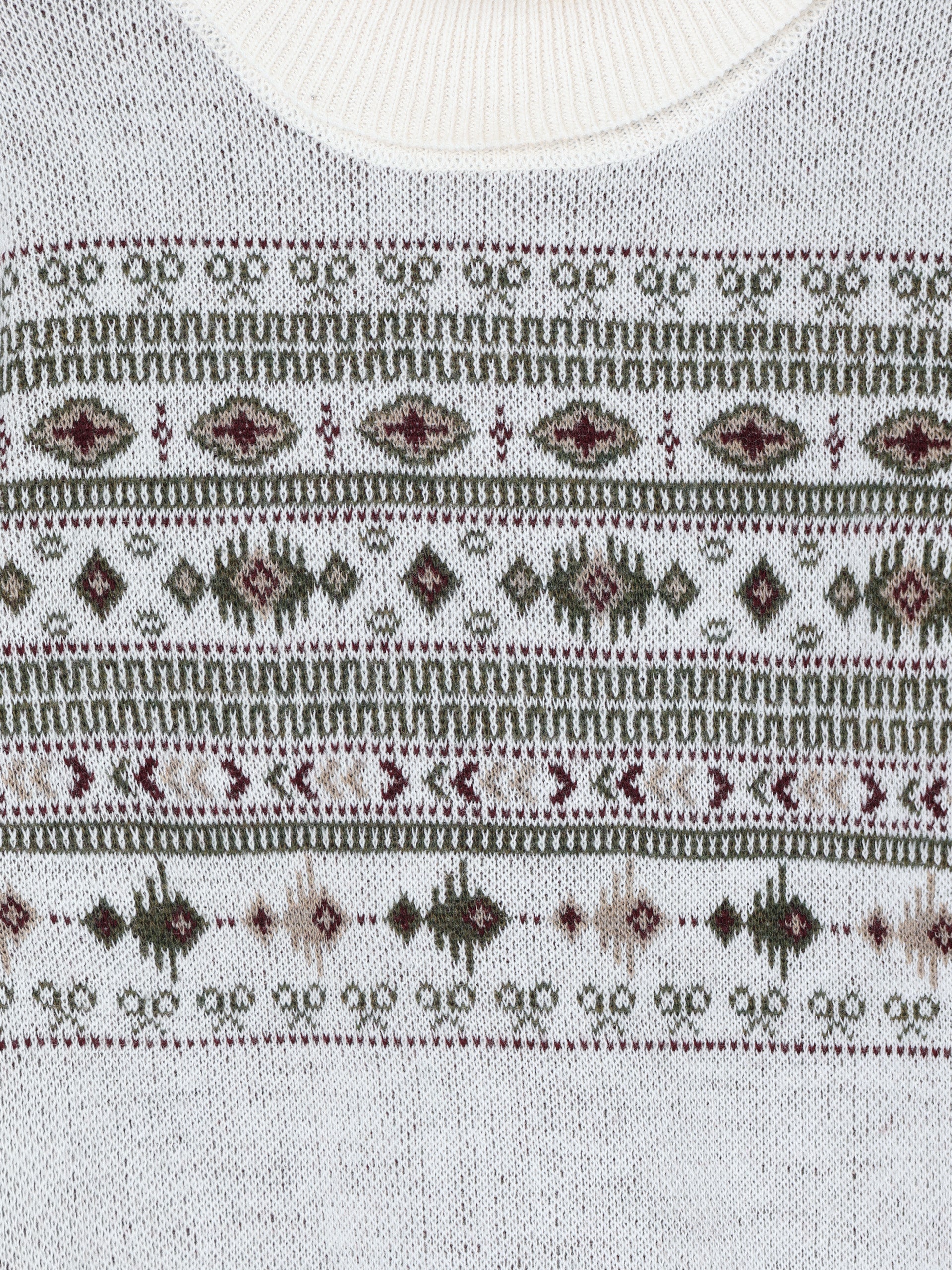 Pull à col roulé jacquard beige clair