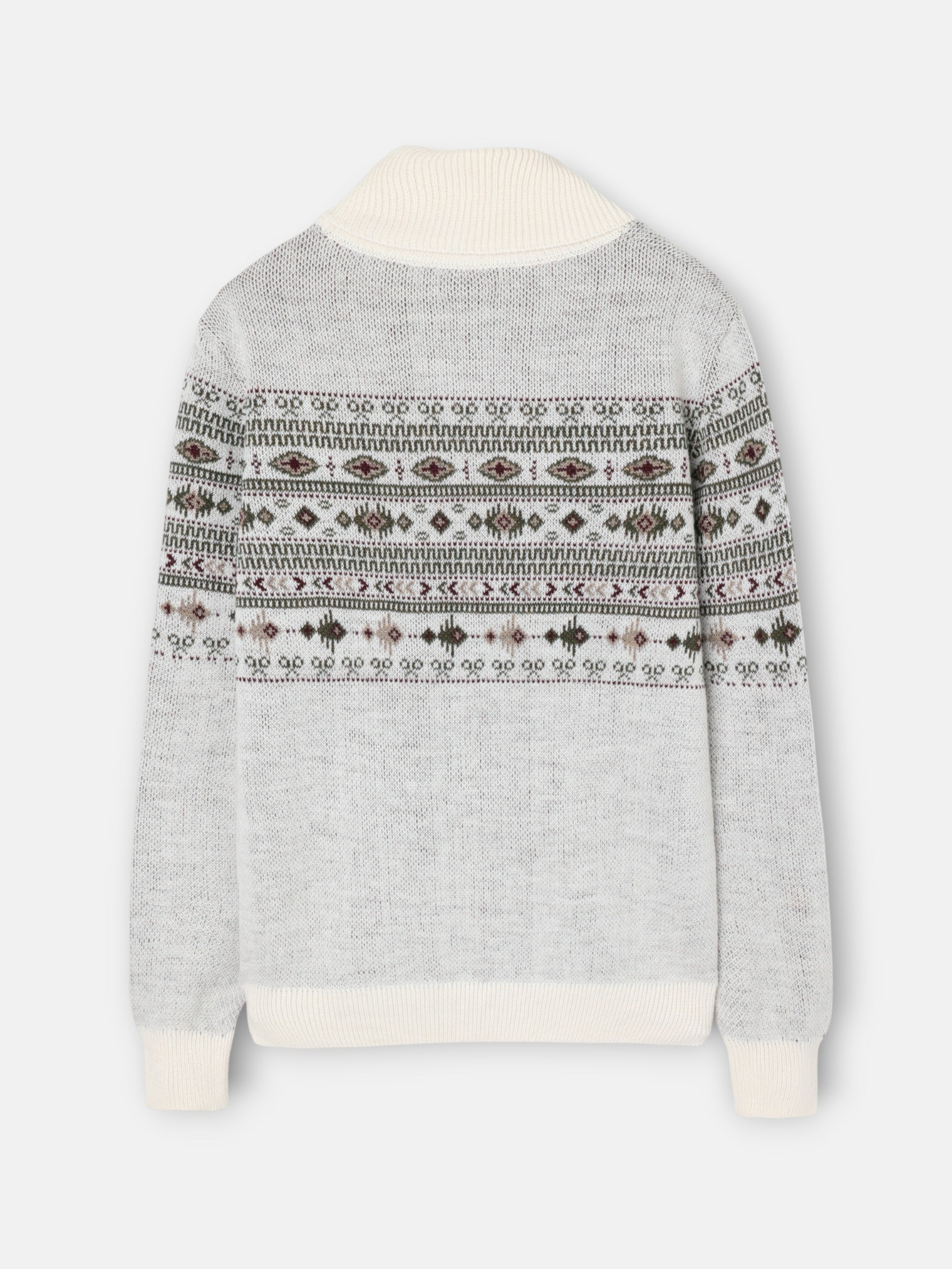 Pull à col roulé jacquard beige clair