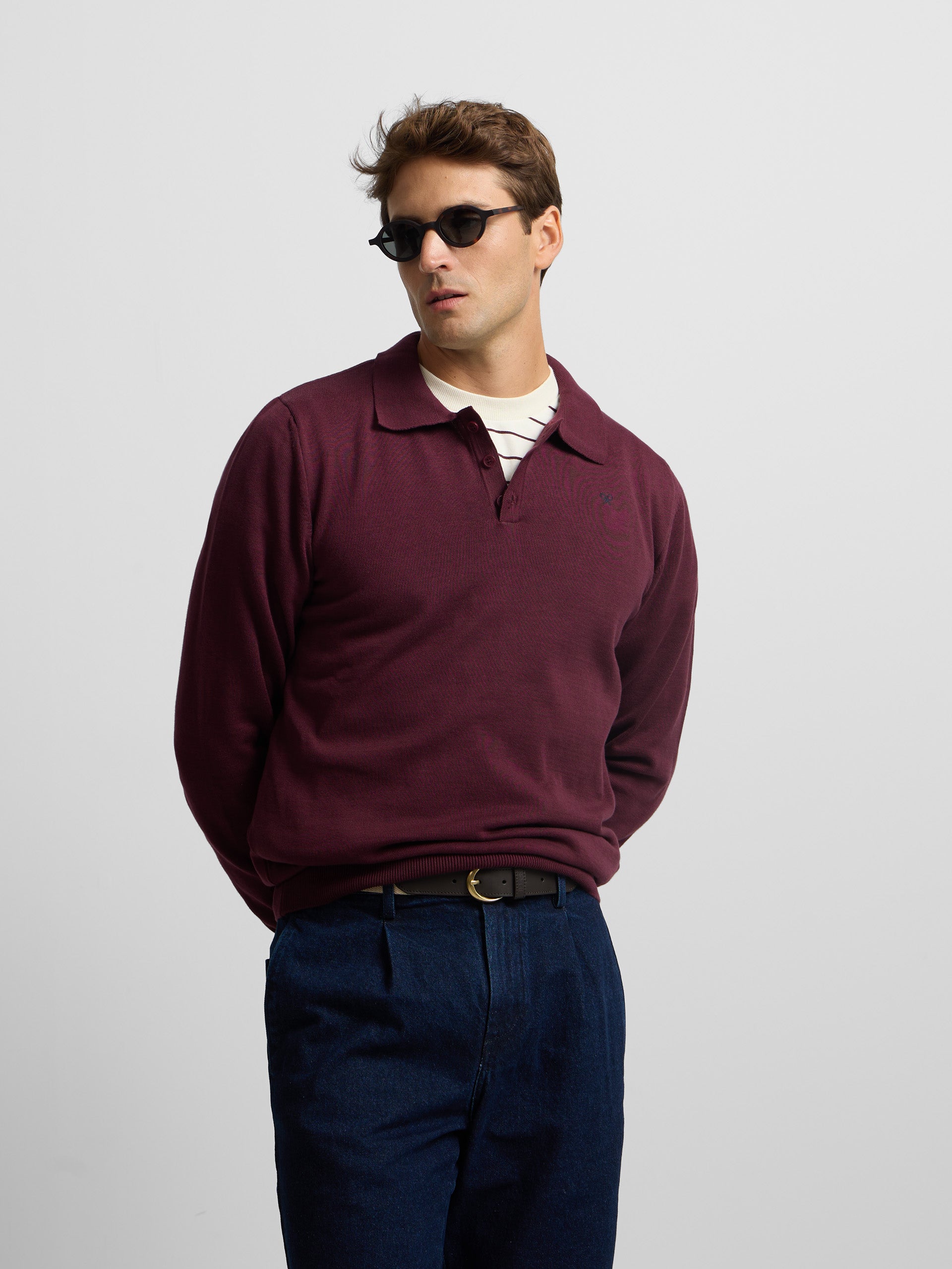 Pull col polo bordeaux