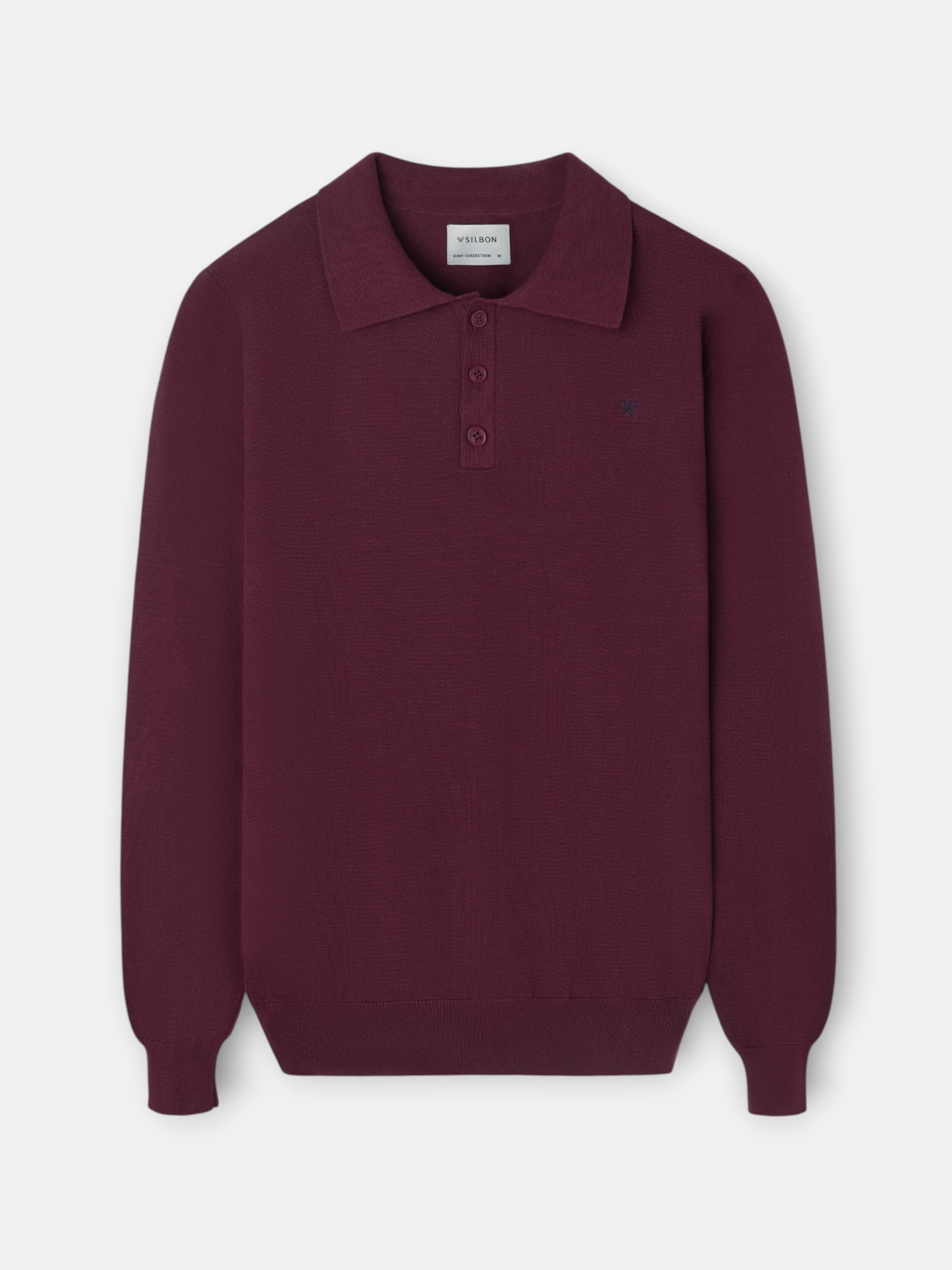 Jersey cuello polo burdeos