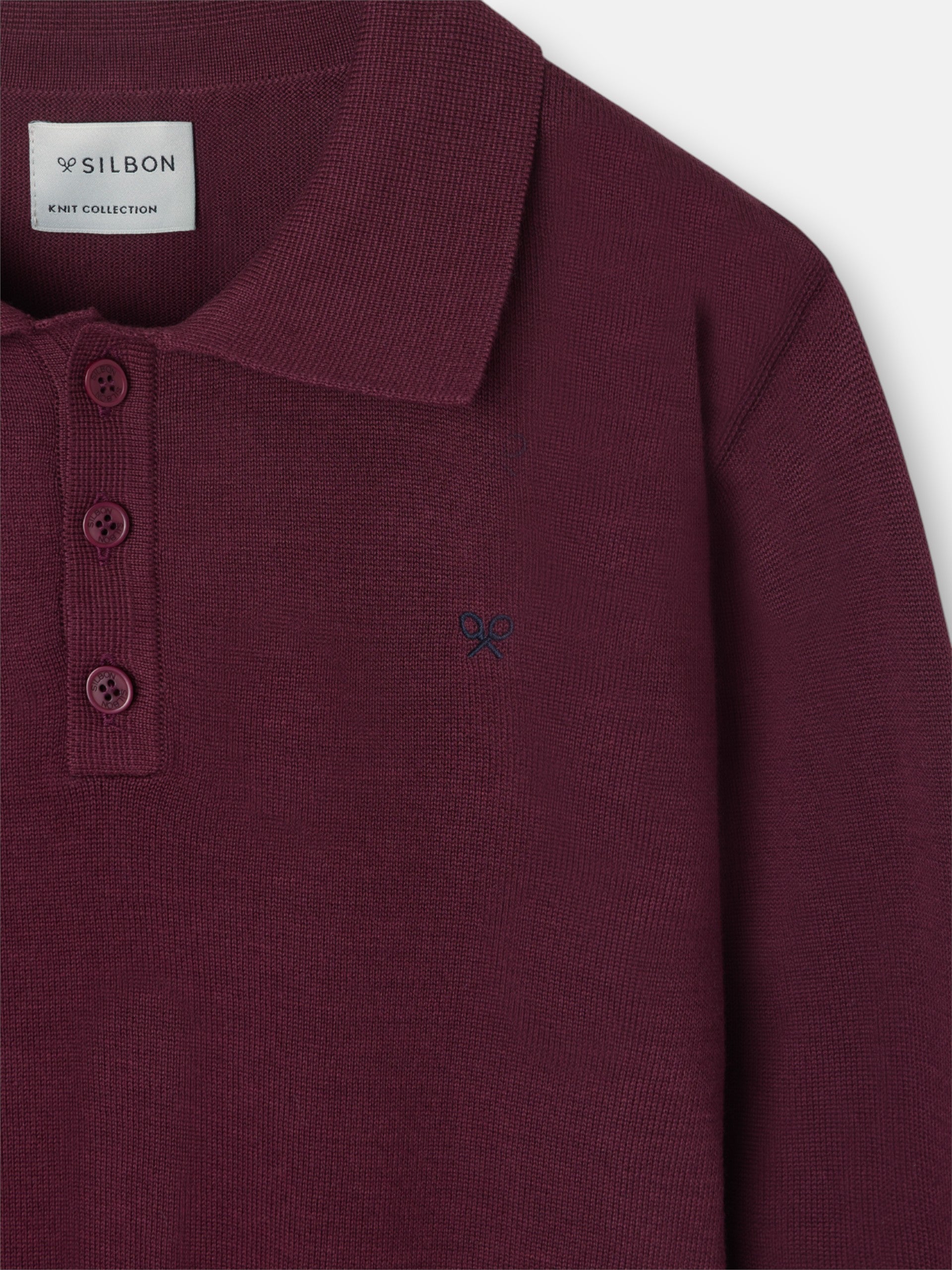 Jersey cuello polo burdeos