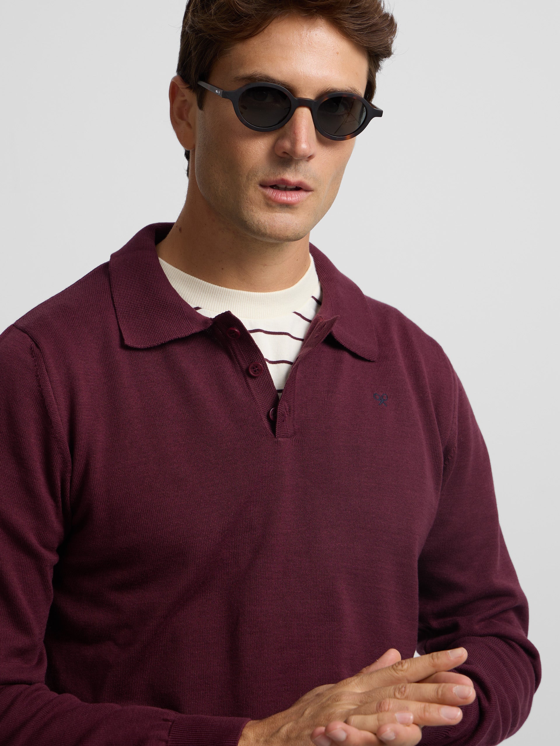 Pull col polo bordeaux