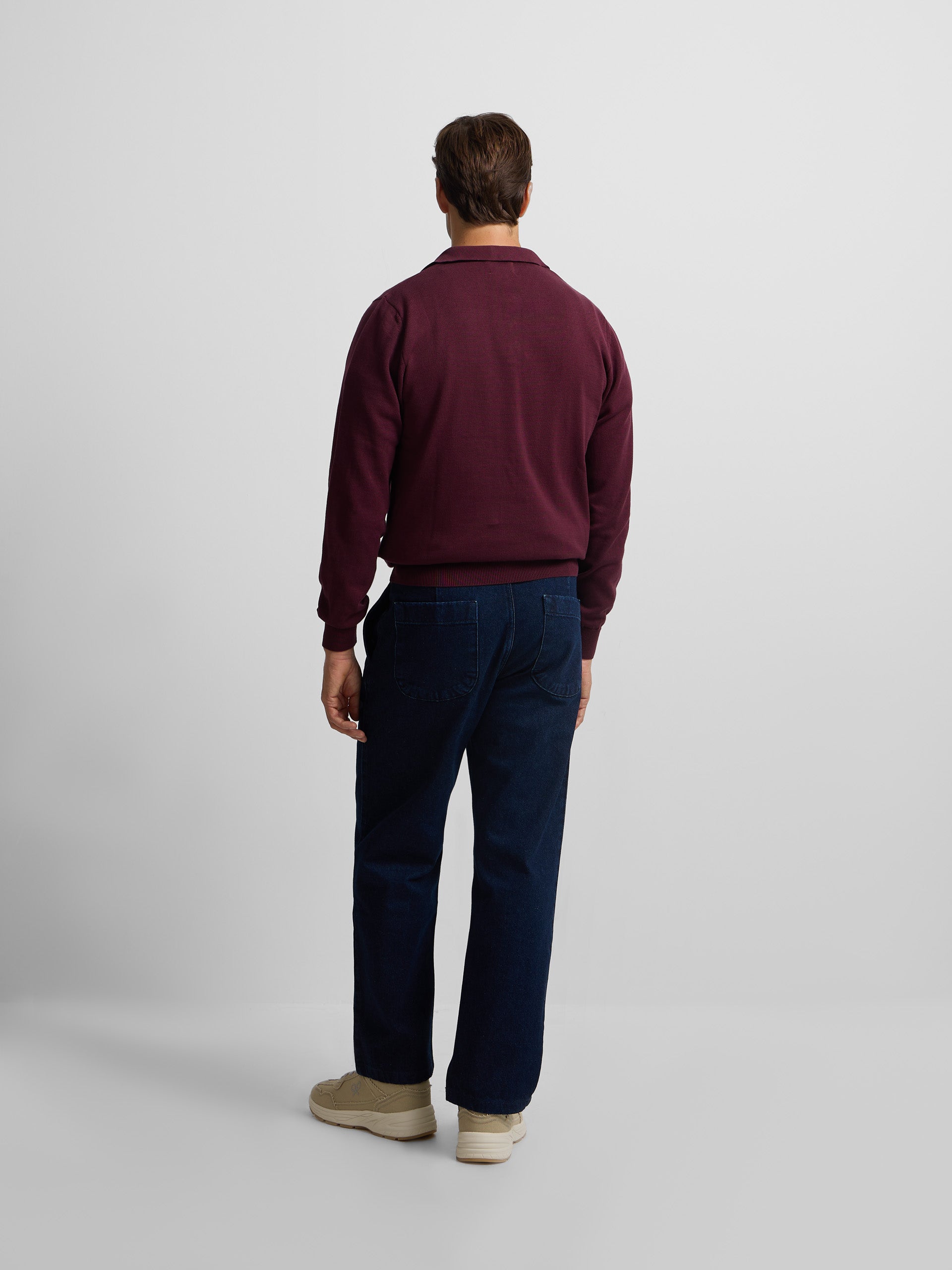 Pull col polo bordeaux