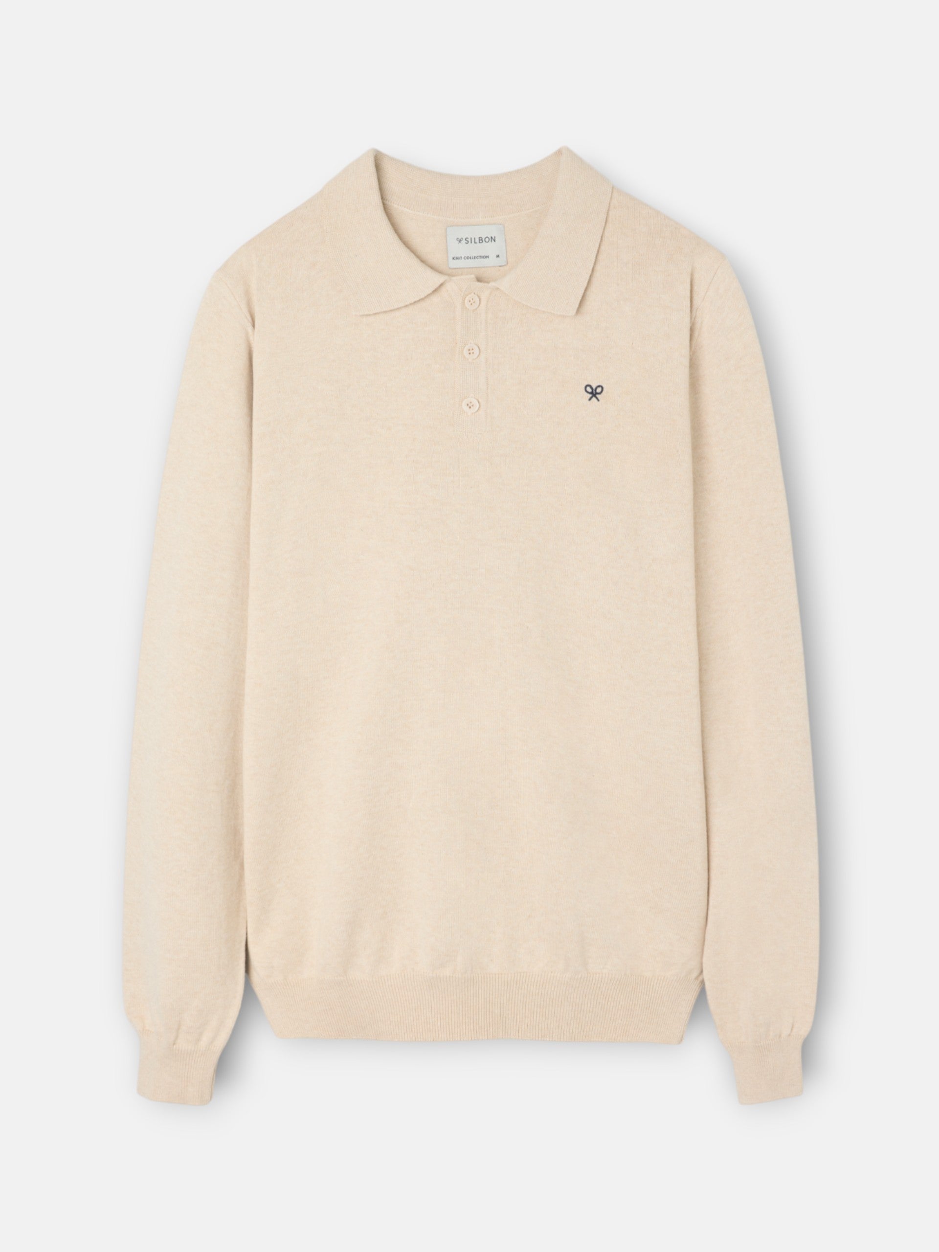 Pull col polo beige