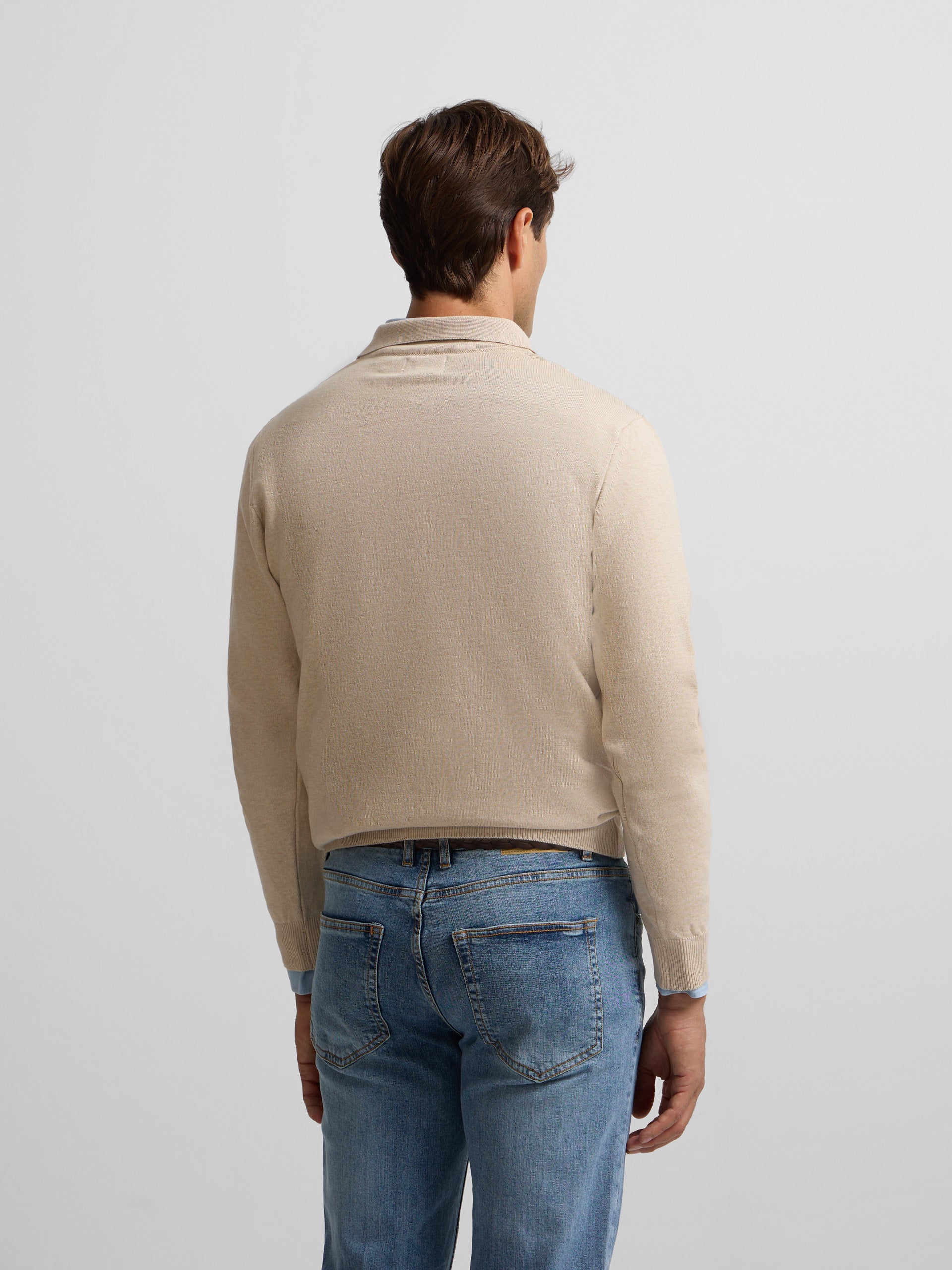 Pull col polo beige