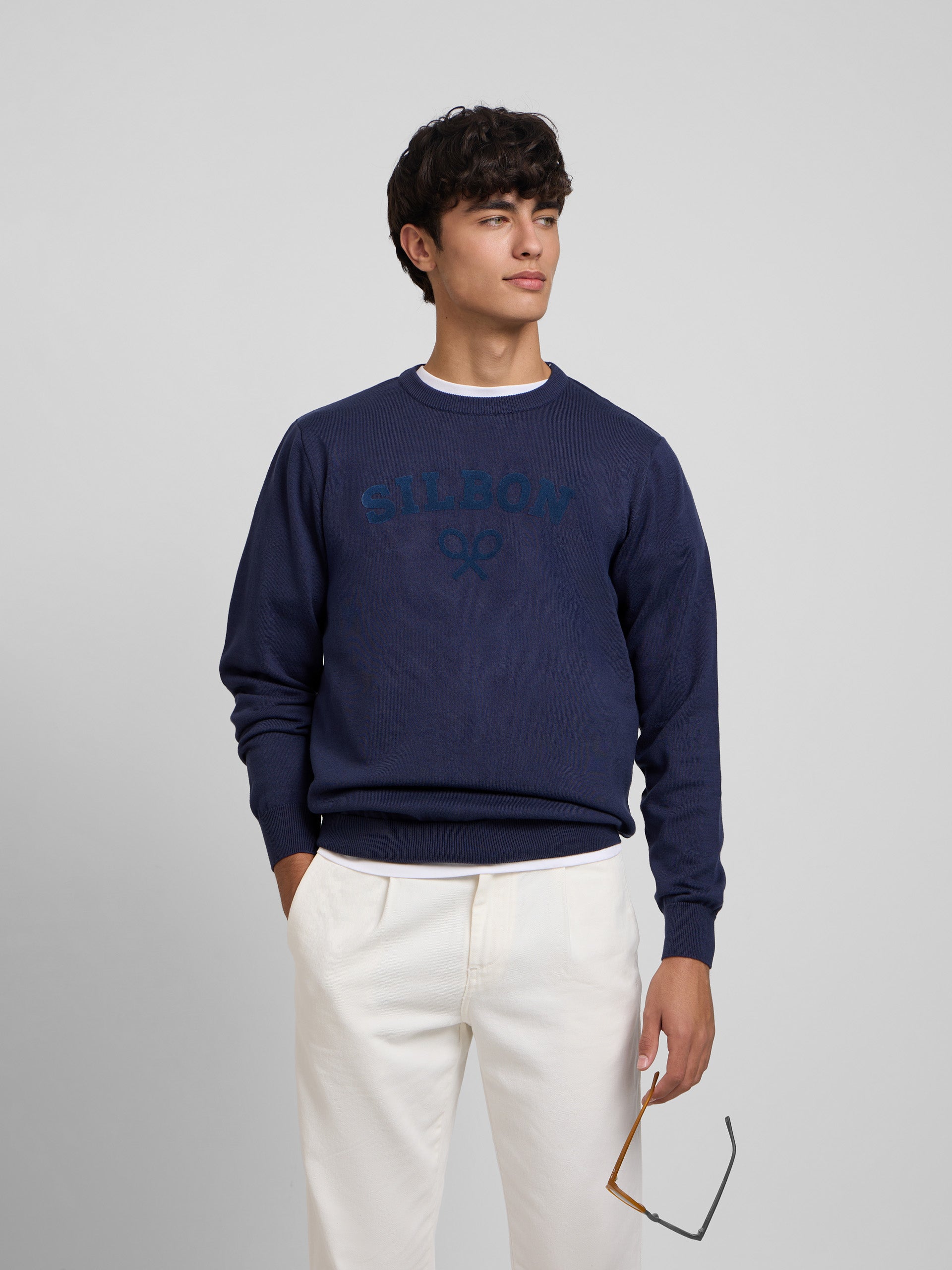 Camisola meia raquete azul-marinho