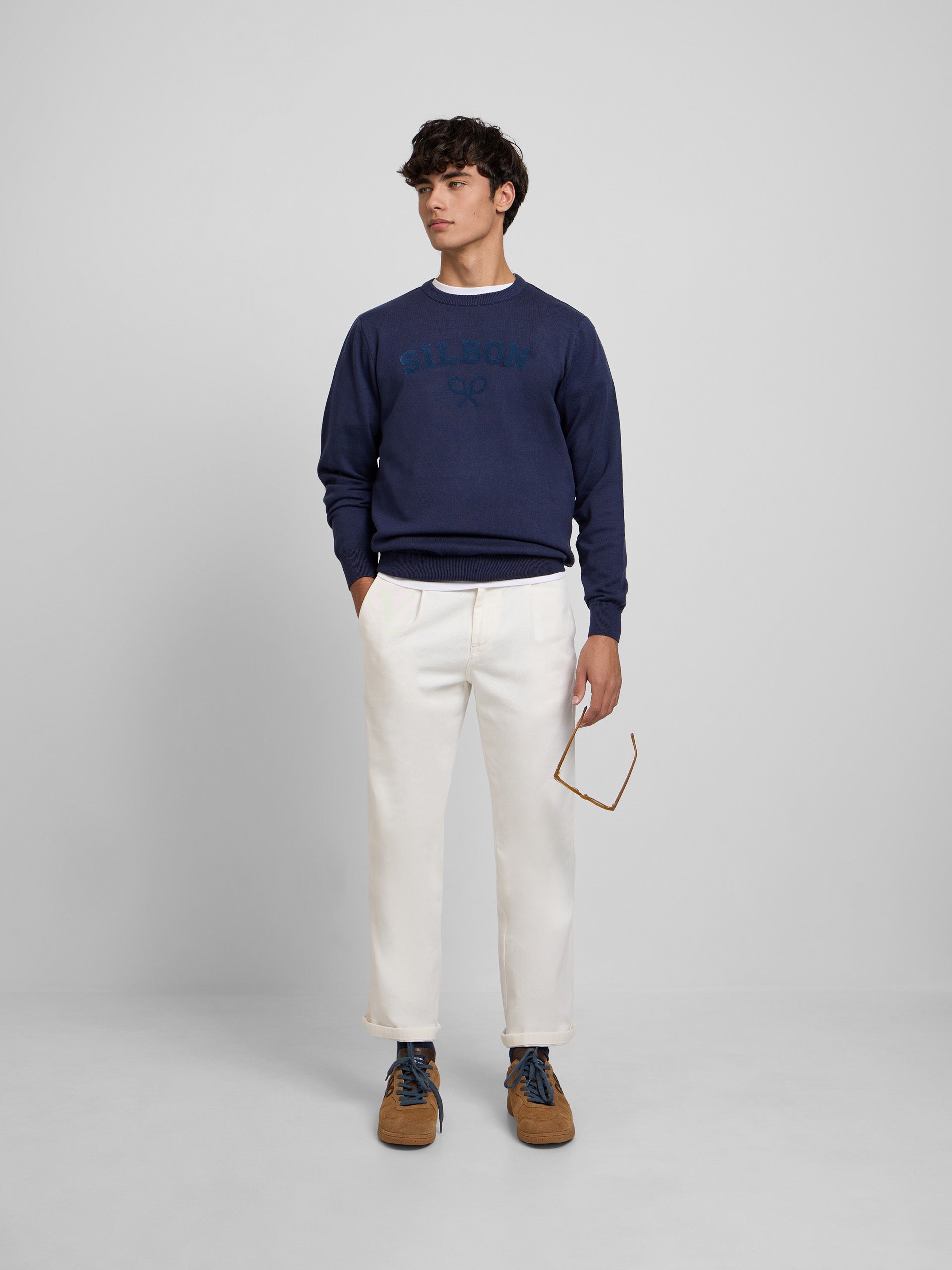 Camisola meia raquete azul-marinho