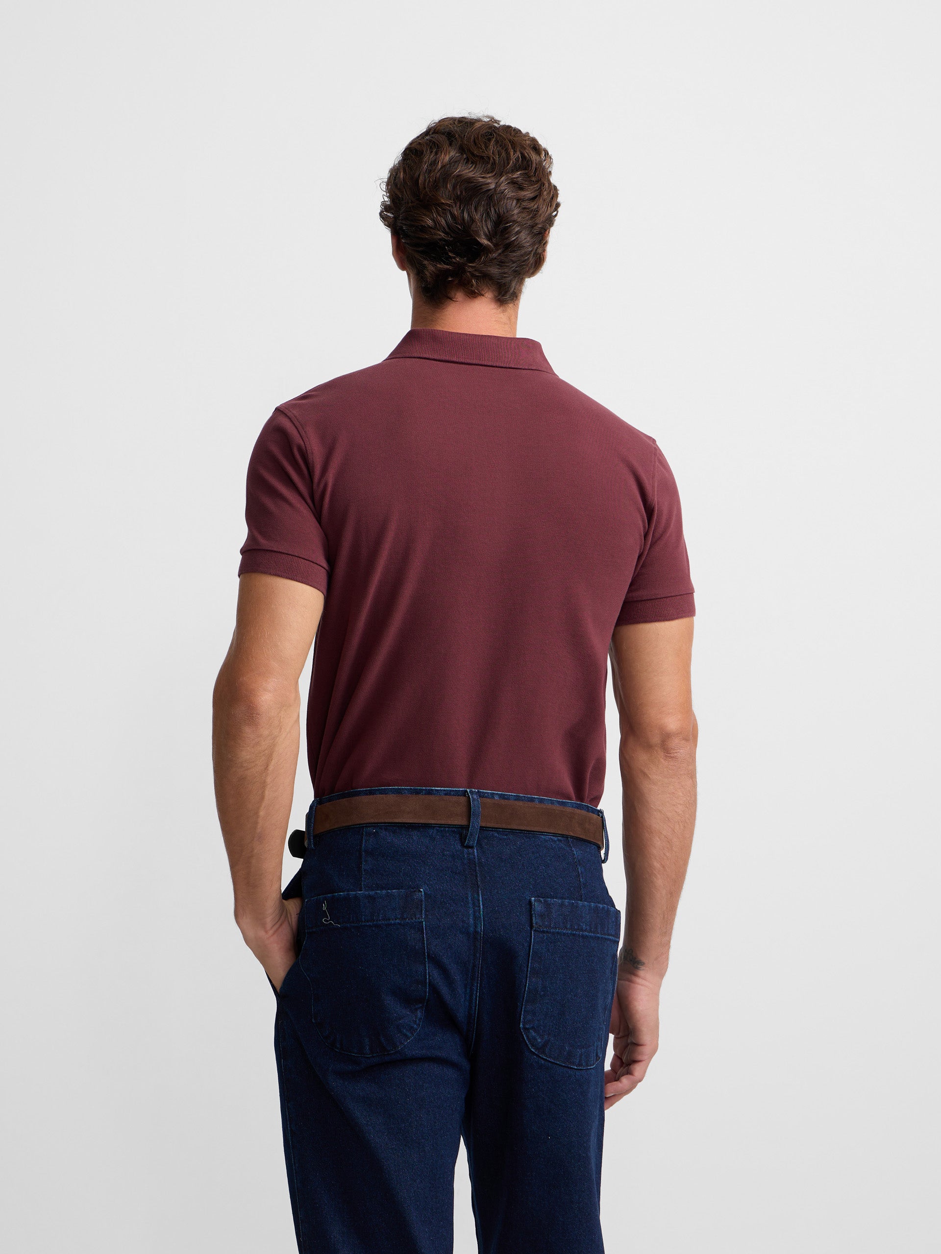 Classic plain burgundy polo