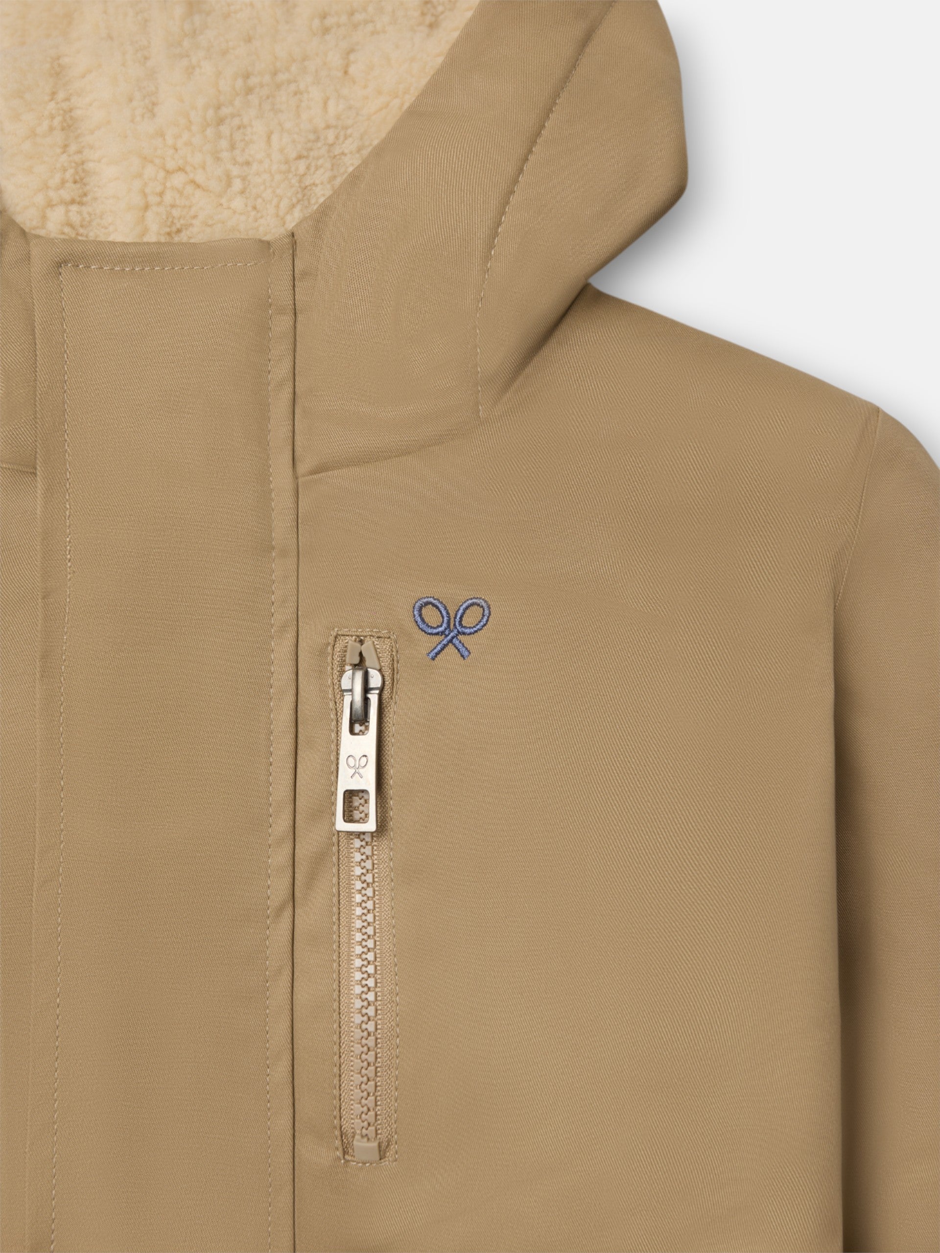 Abrigo kids capucha bolsillos beige medio