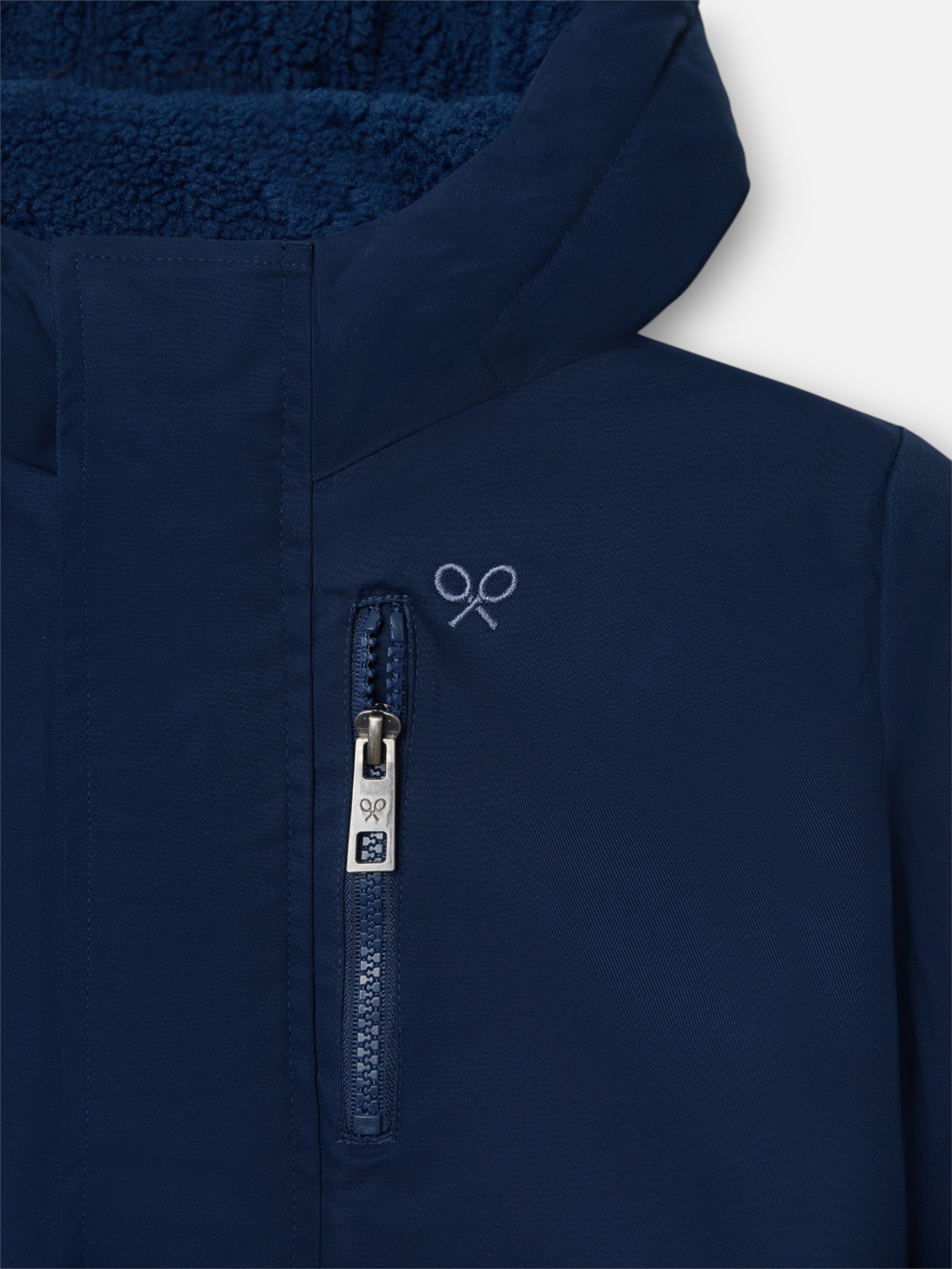 Casaco de criança com capuz e bolsos azul-marinho