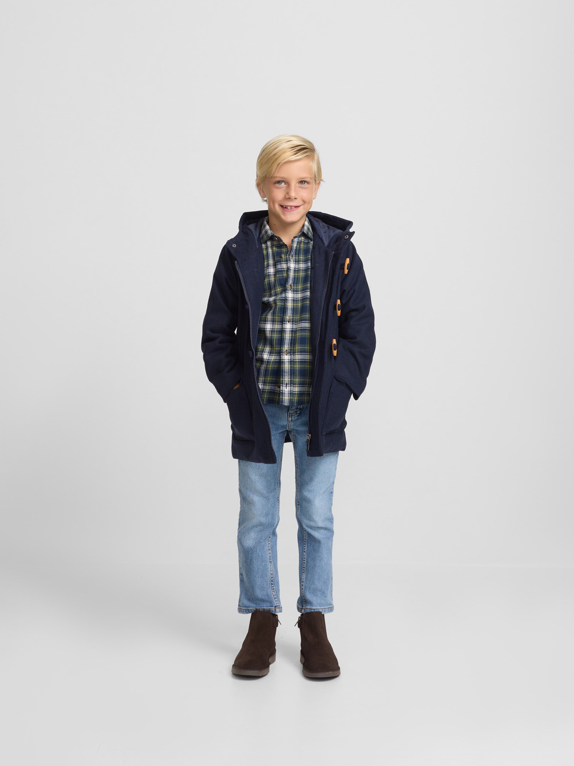 Manteau classique bleu marine pour enfant