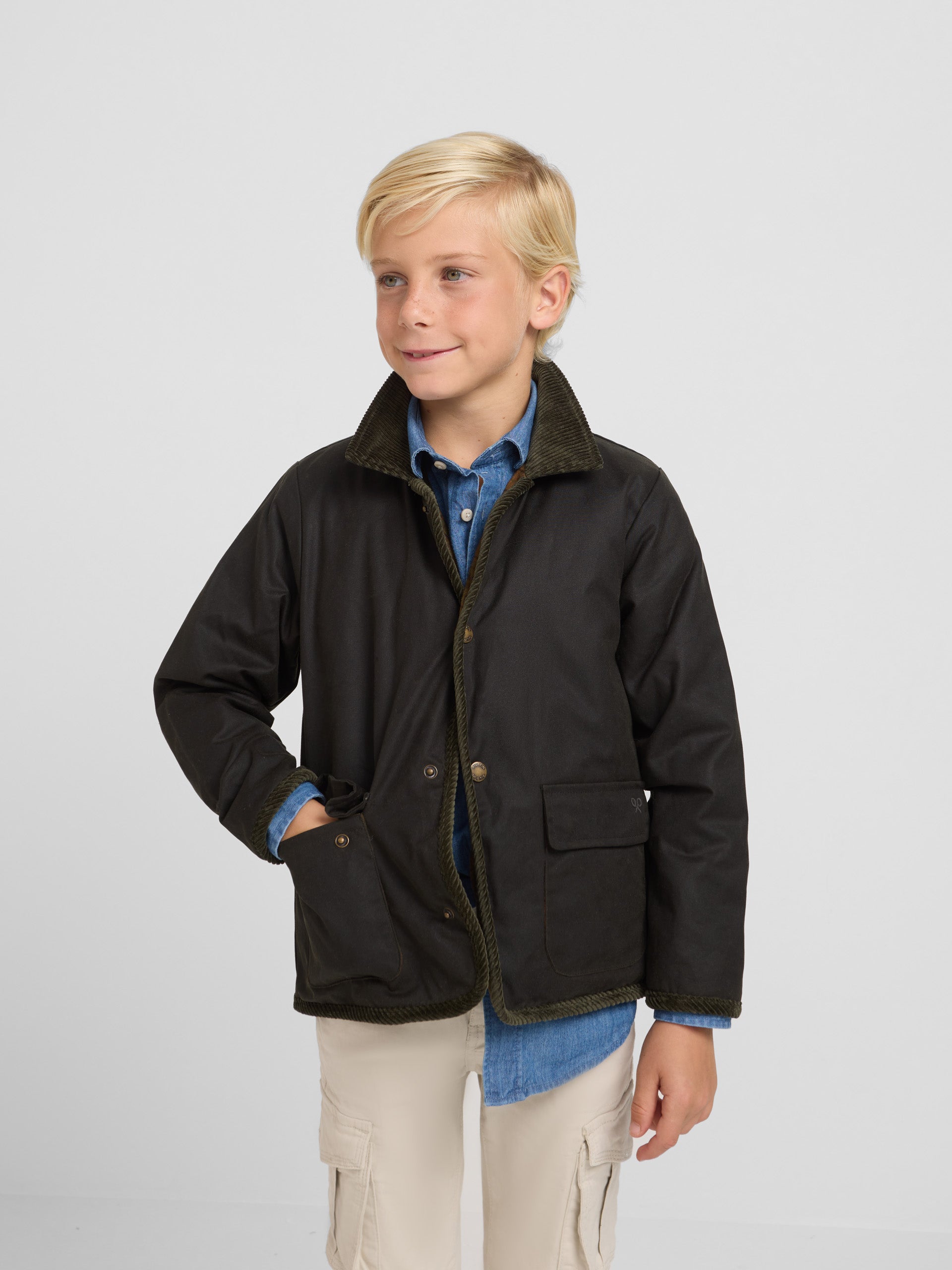 Casaco encerado verde para crianças