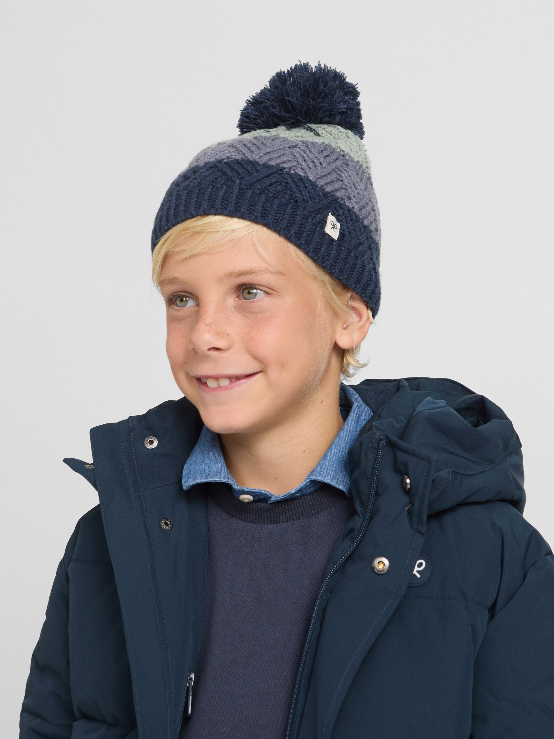 Manteau long matelassé pour enfant en bleu marine
