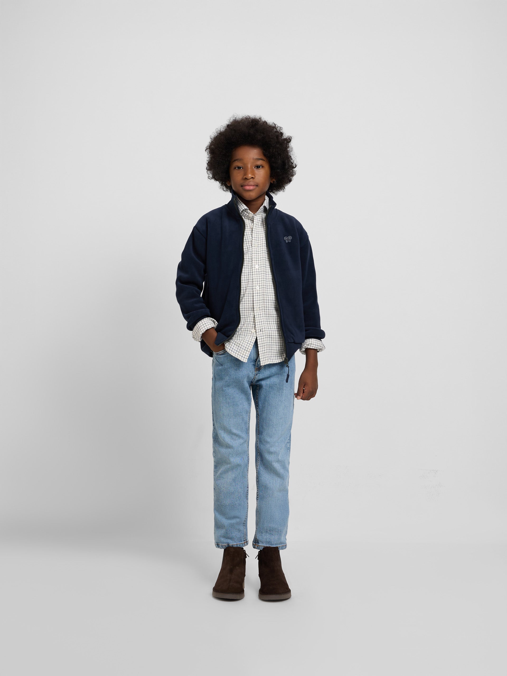 Forro polar liso kids azul marino