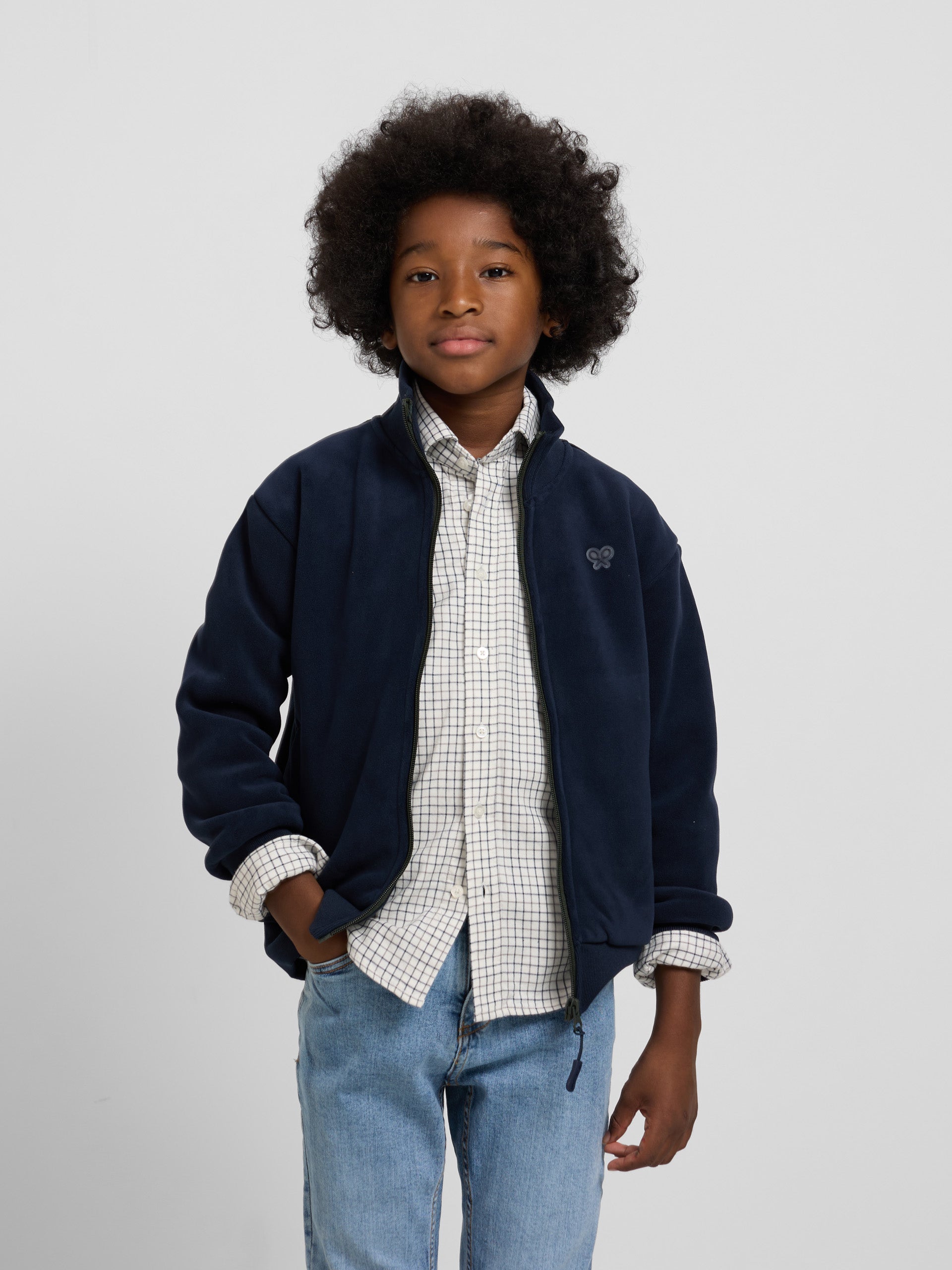 Forro polar liso kids azul marino