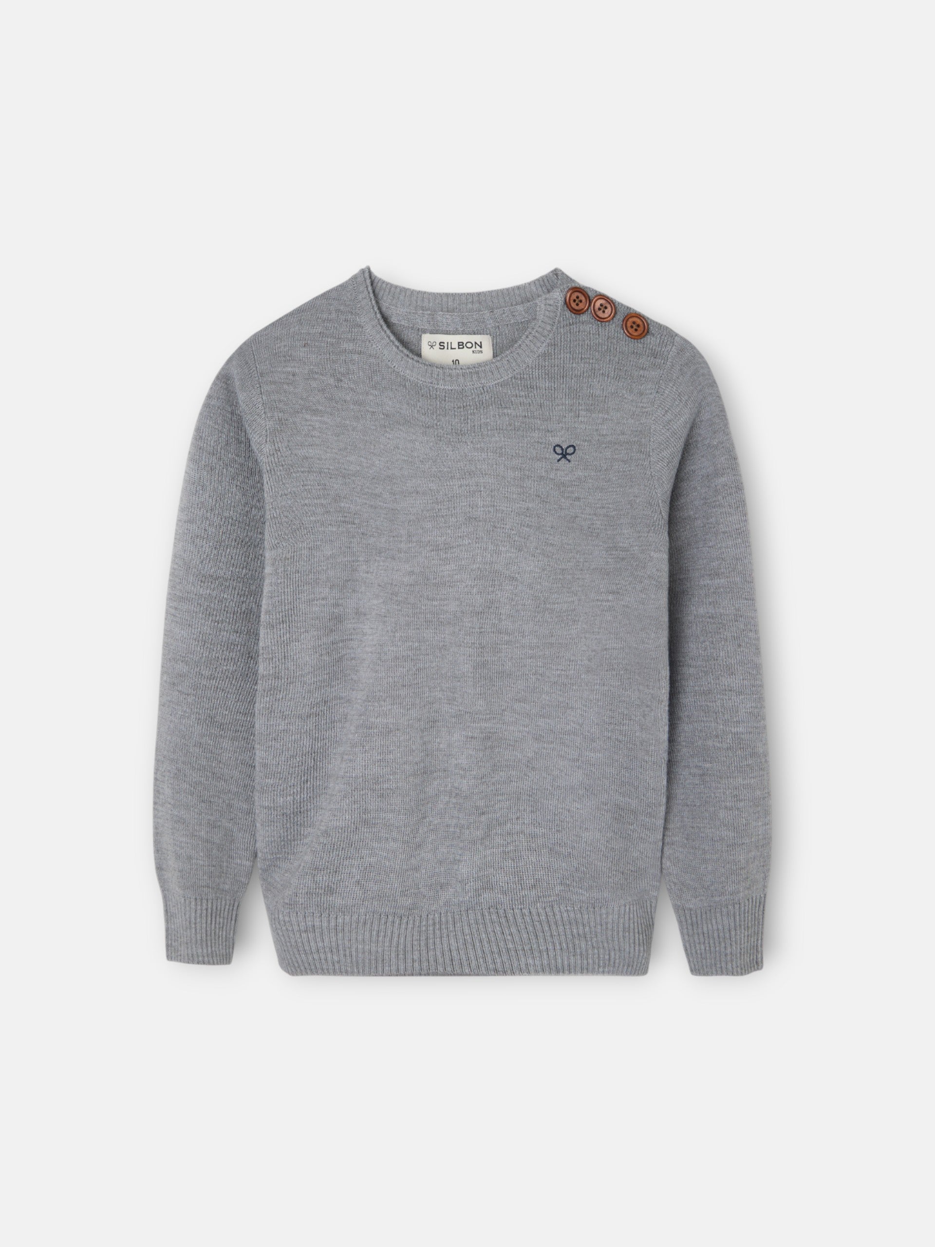 Camisola lisa para crianças com botões cinzenta