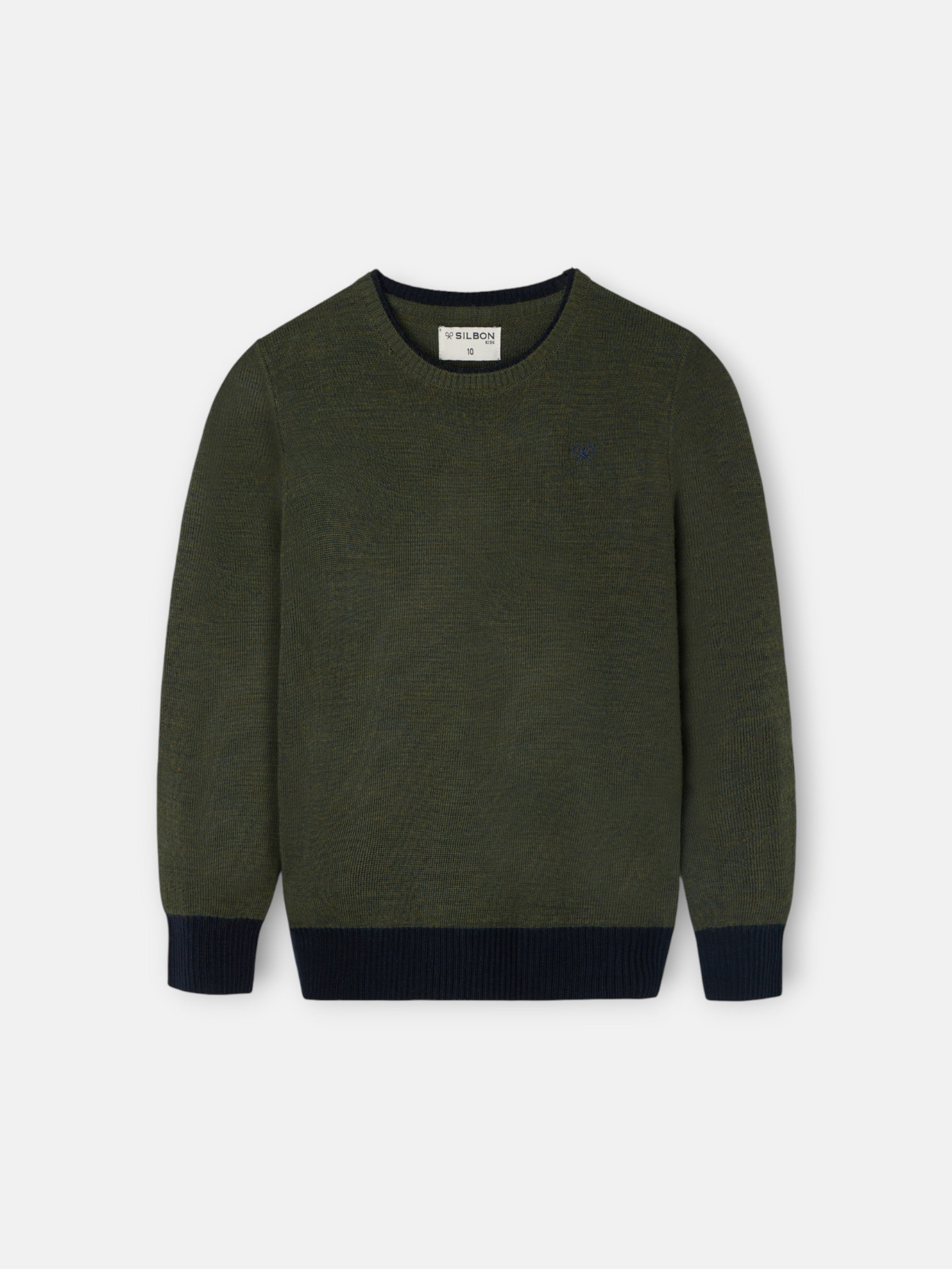 Camisola de criança canelada azul-marinho e verde