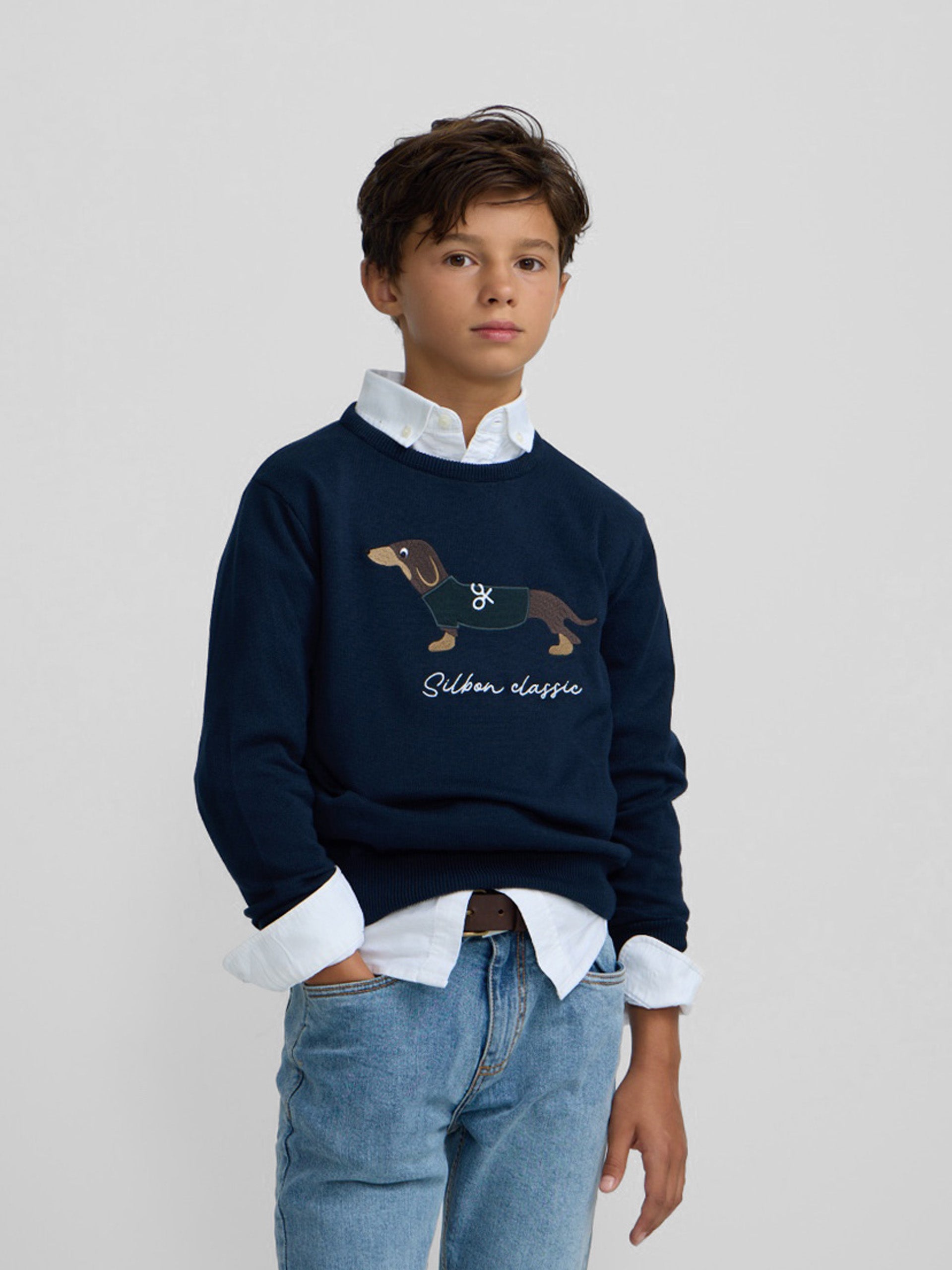 Blue kids dog jersey