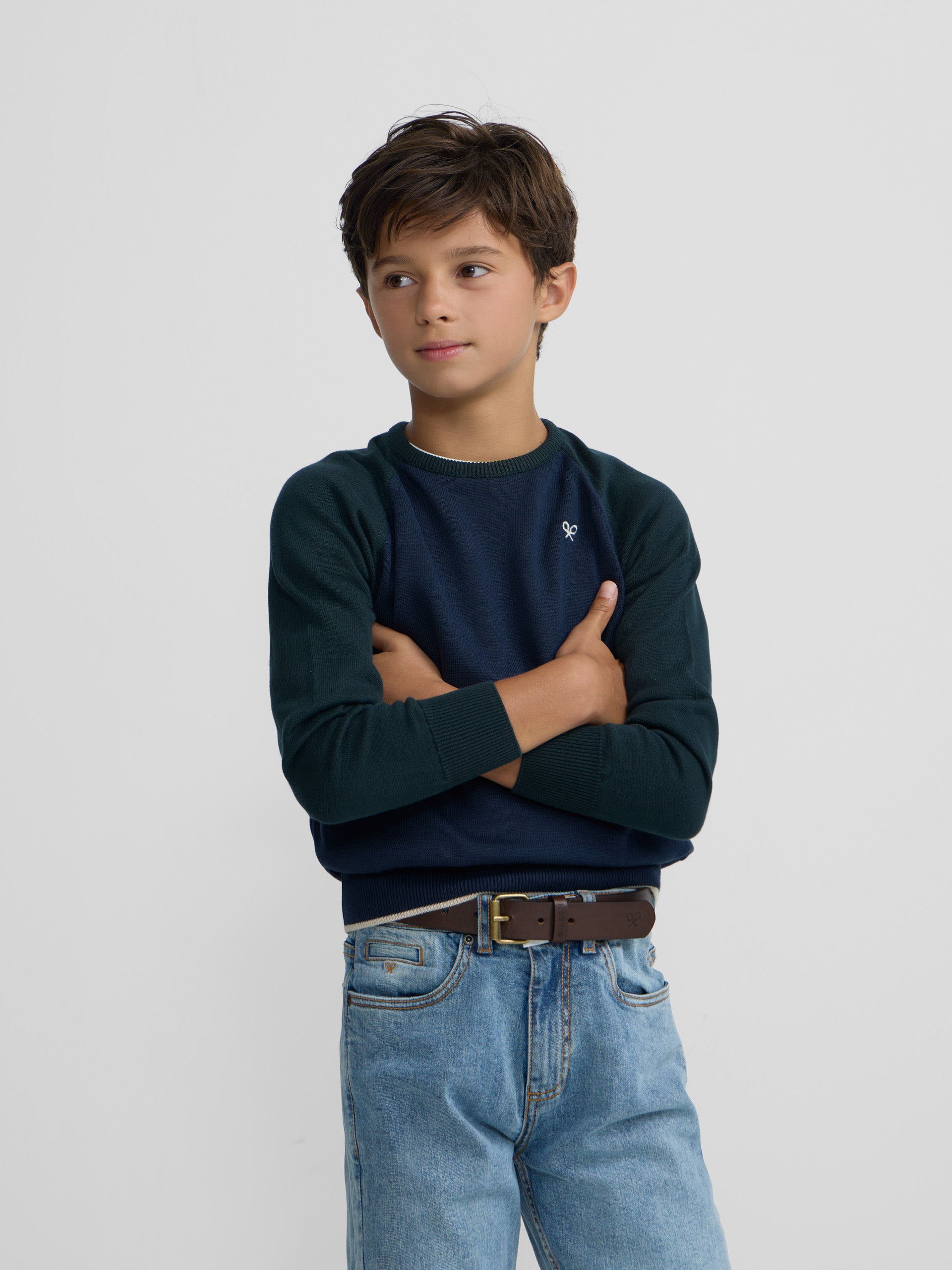 Camisola de criança de mangas verdes