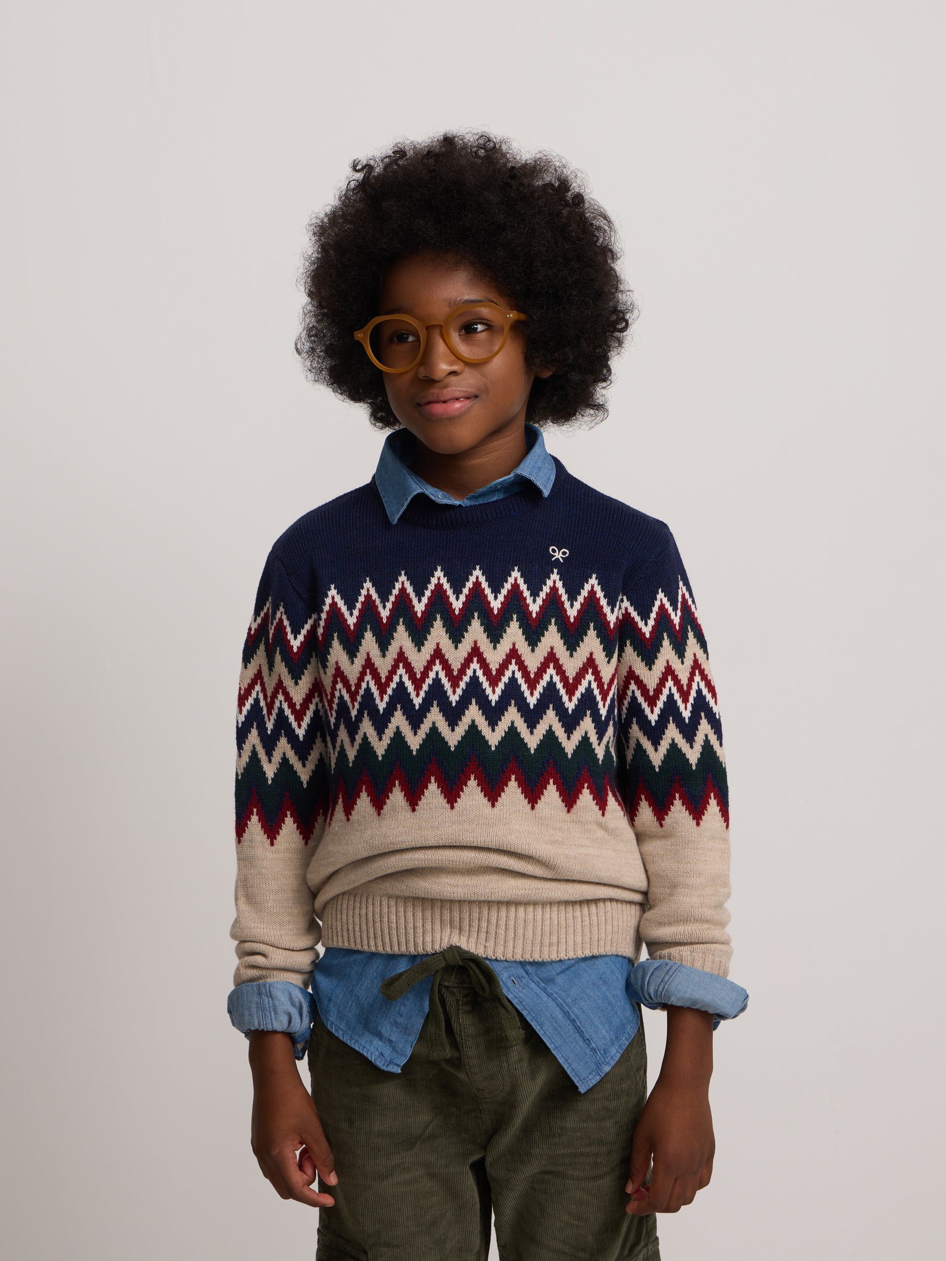 Maillot jacquard beige pour enfants