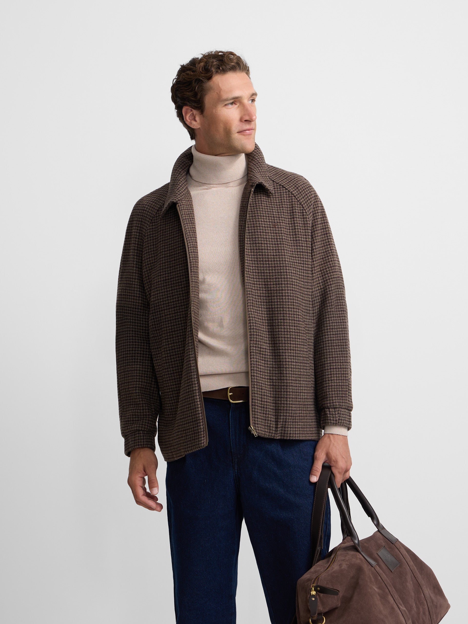 Green brown houndstooth jacket