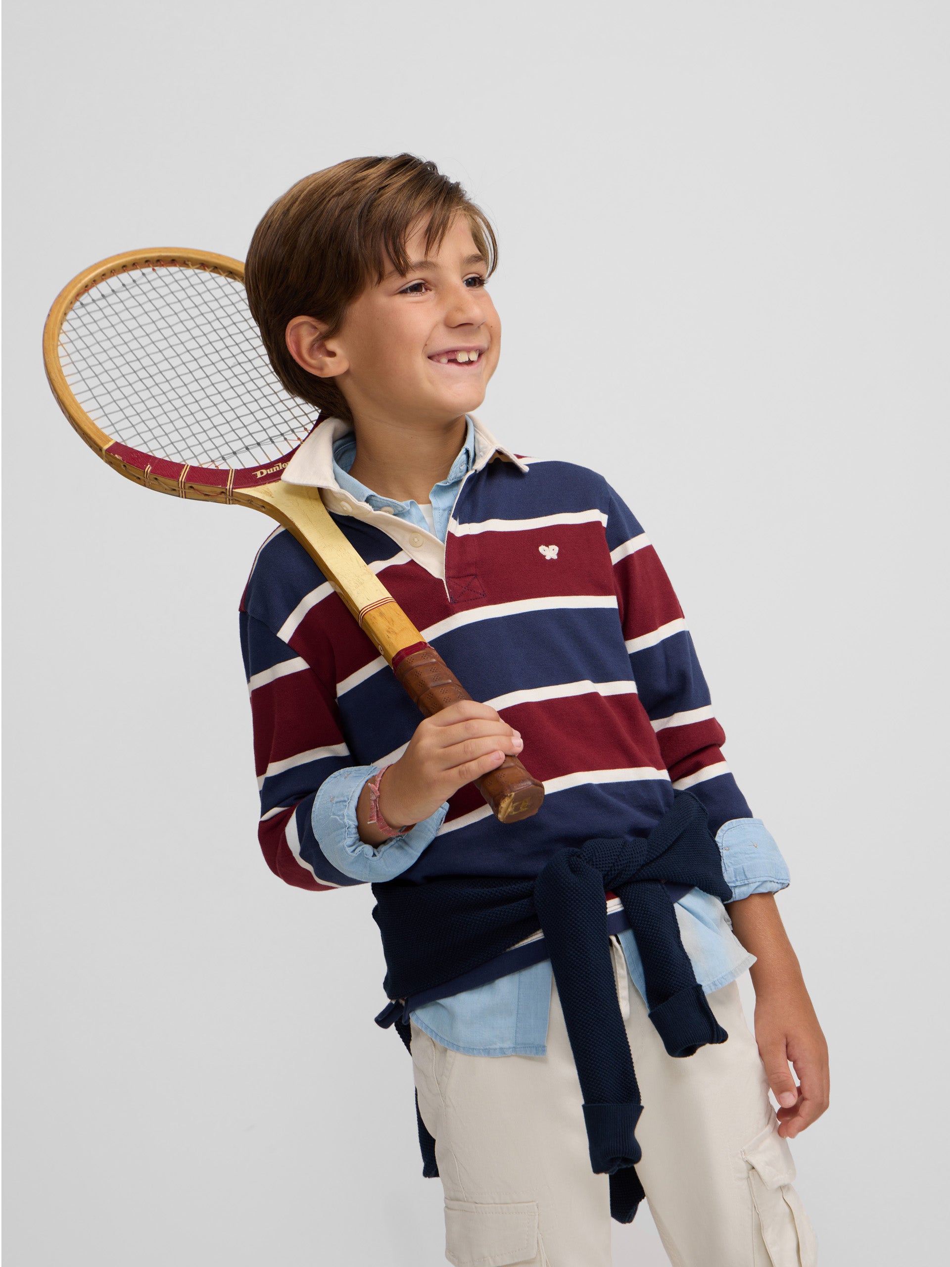 Polo kids clasico rugby rayas burdeos