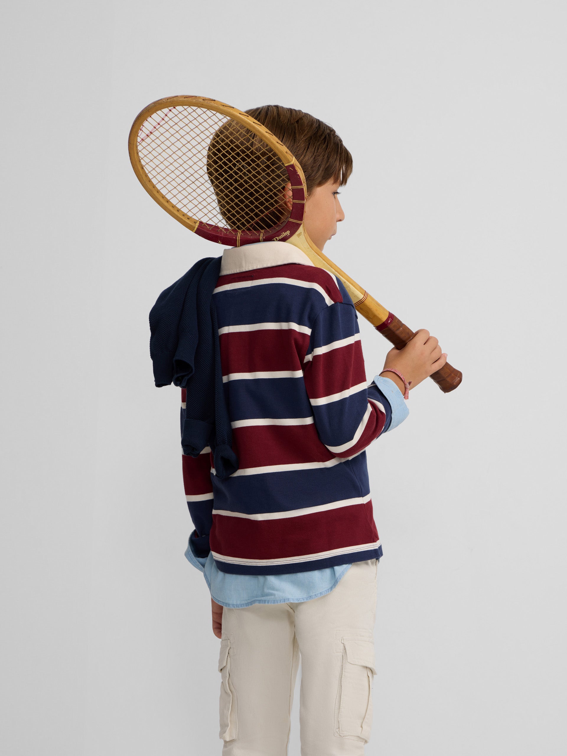 Polo kids clasico rugby rayas burdeos