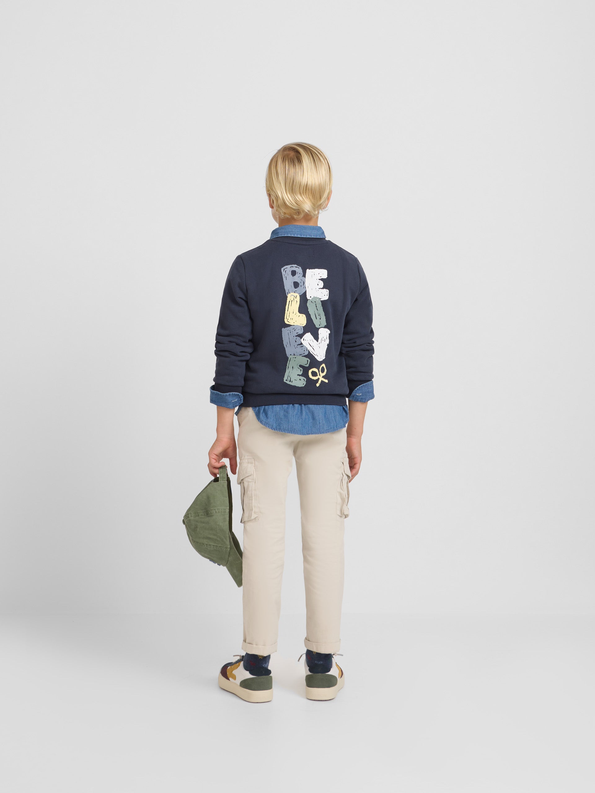Sweatshirt kids believe azul marinho