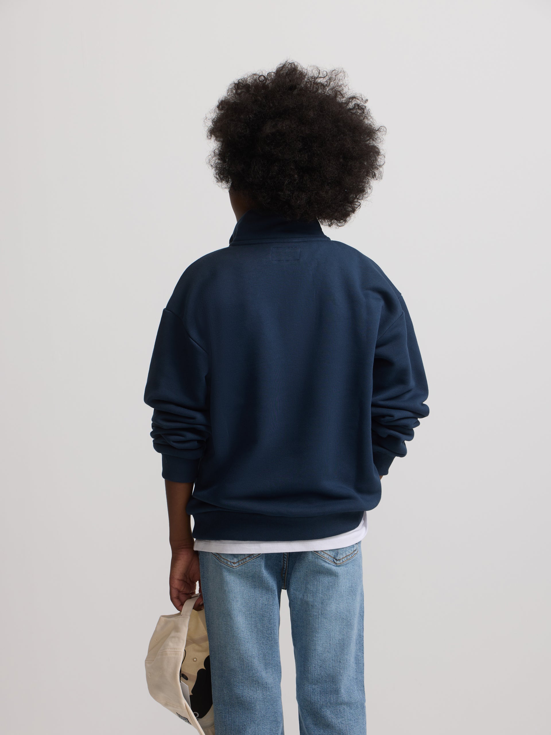 Sweatshirt kids meia fecho acid azul-marinho