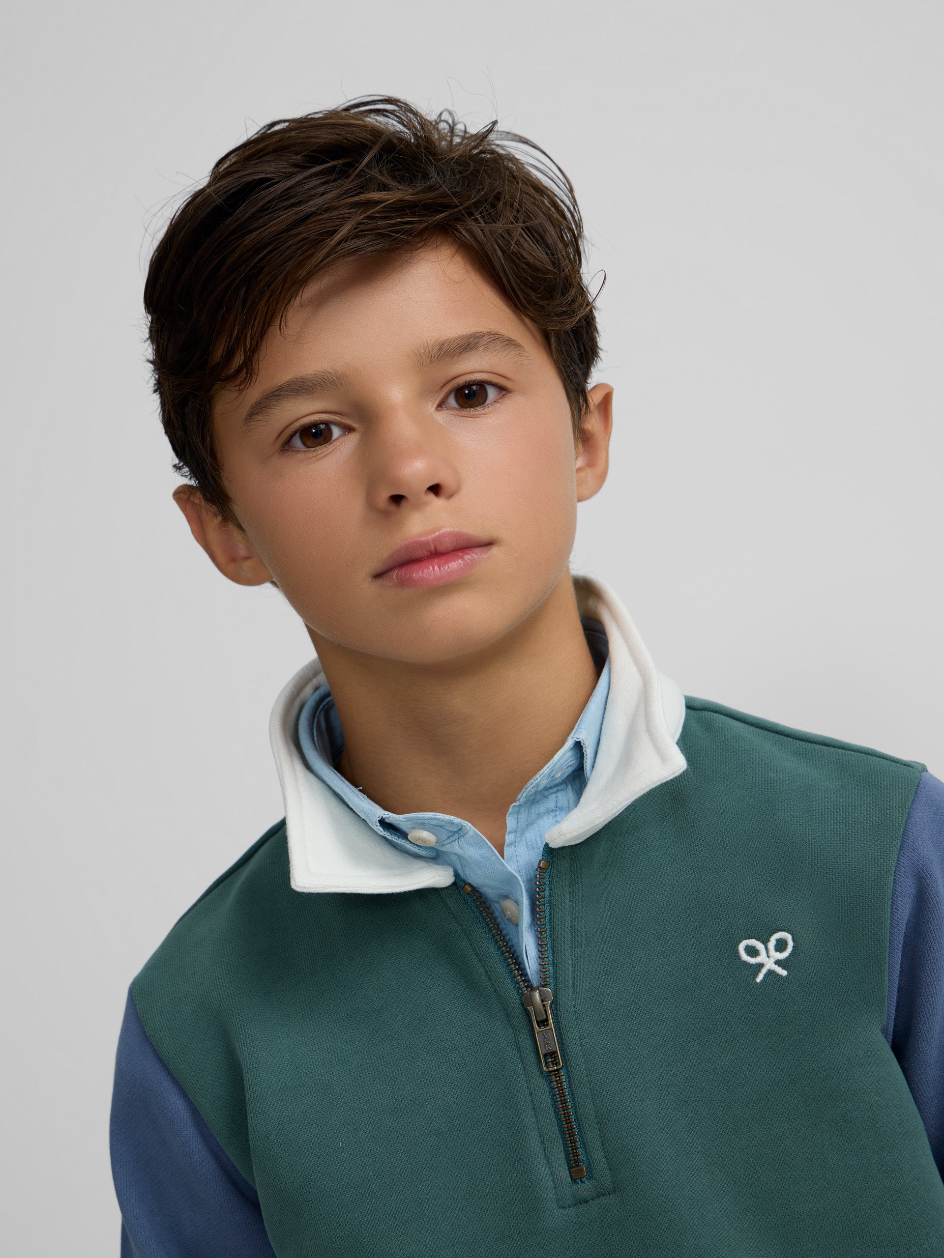 Sudadera kids media cremallera multicolor verde