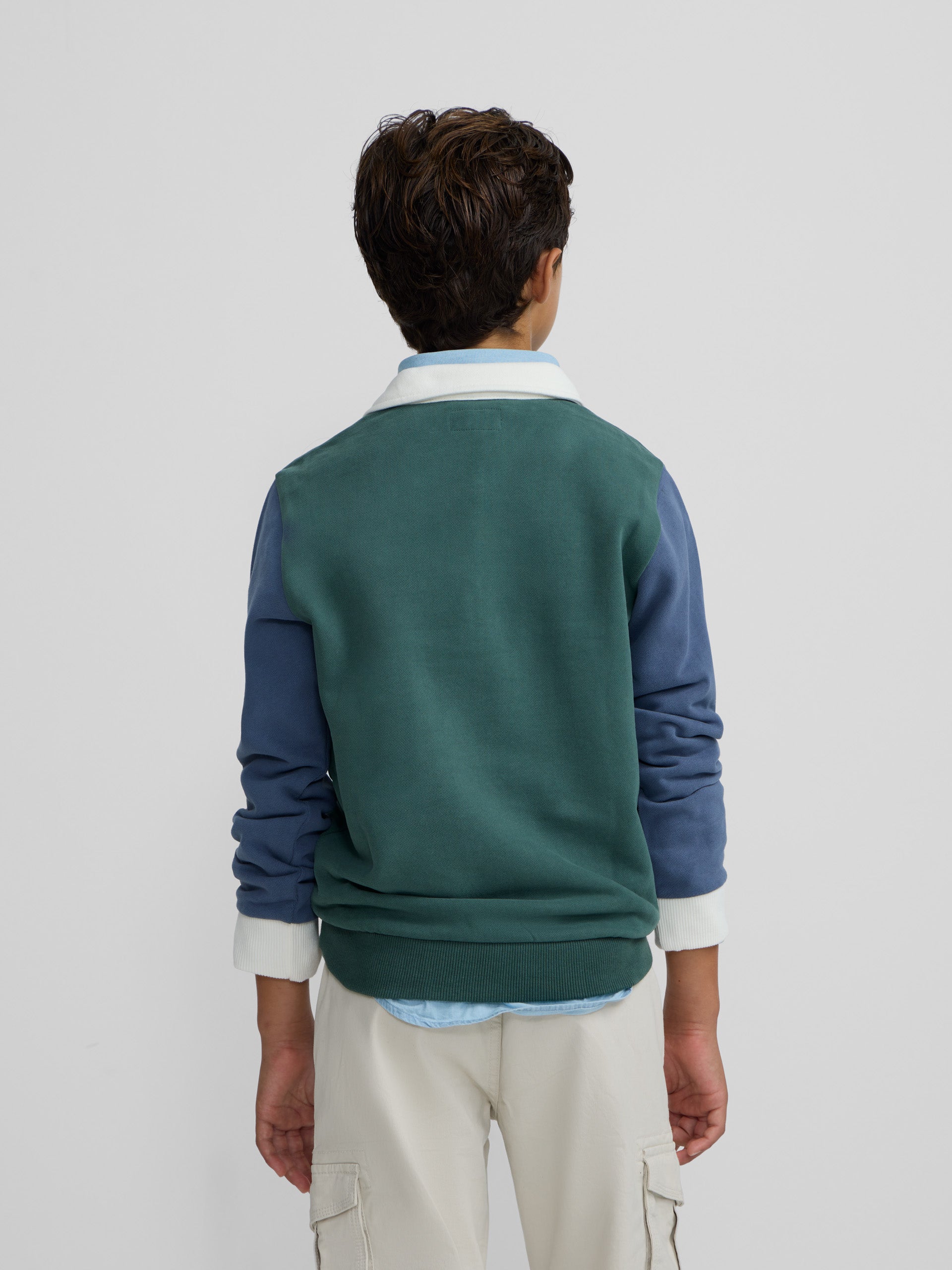 Sudadera kids media cremallera multicolor verde