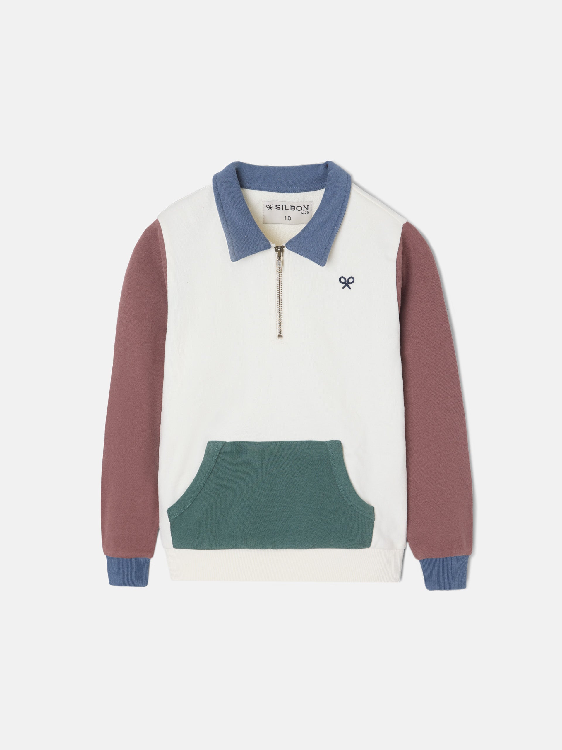 Sudadera kids media cremallera multicolor blanco