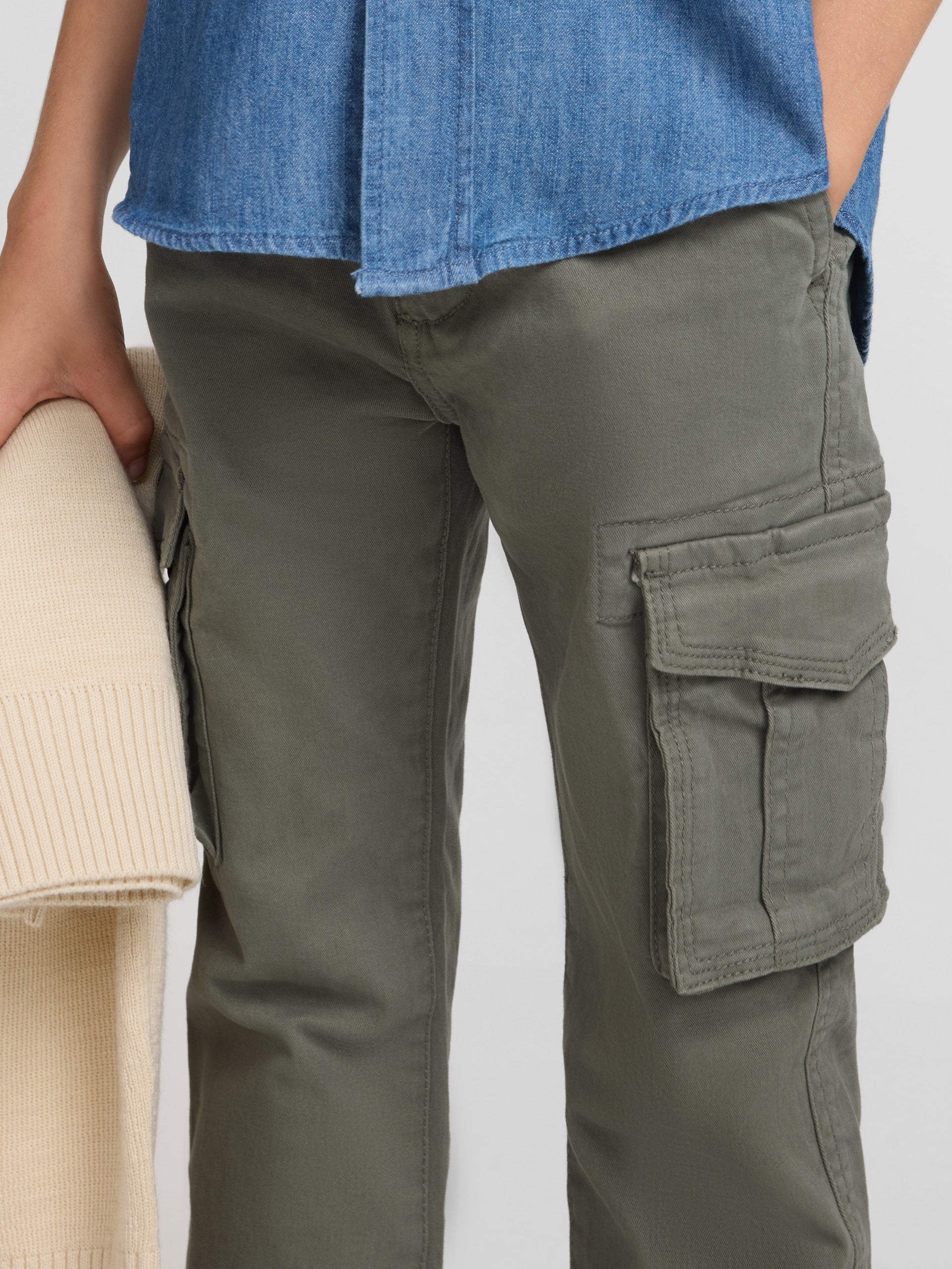 Calças desportivas de criança estilo cargo verde