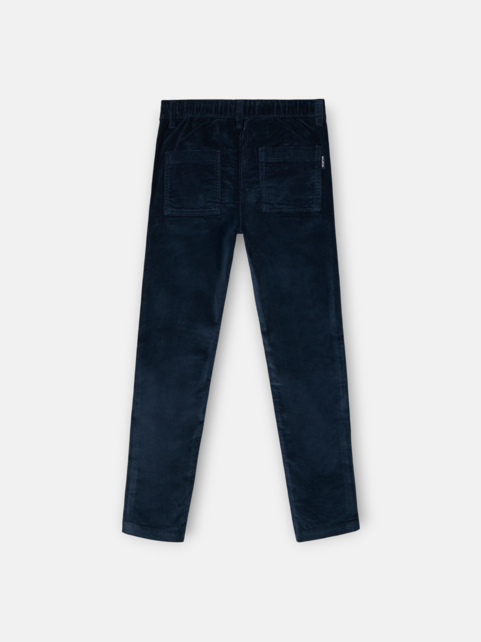 Kids' sport trousers with pockets, navy blue corduroy