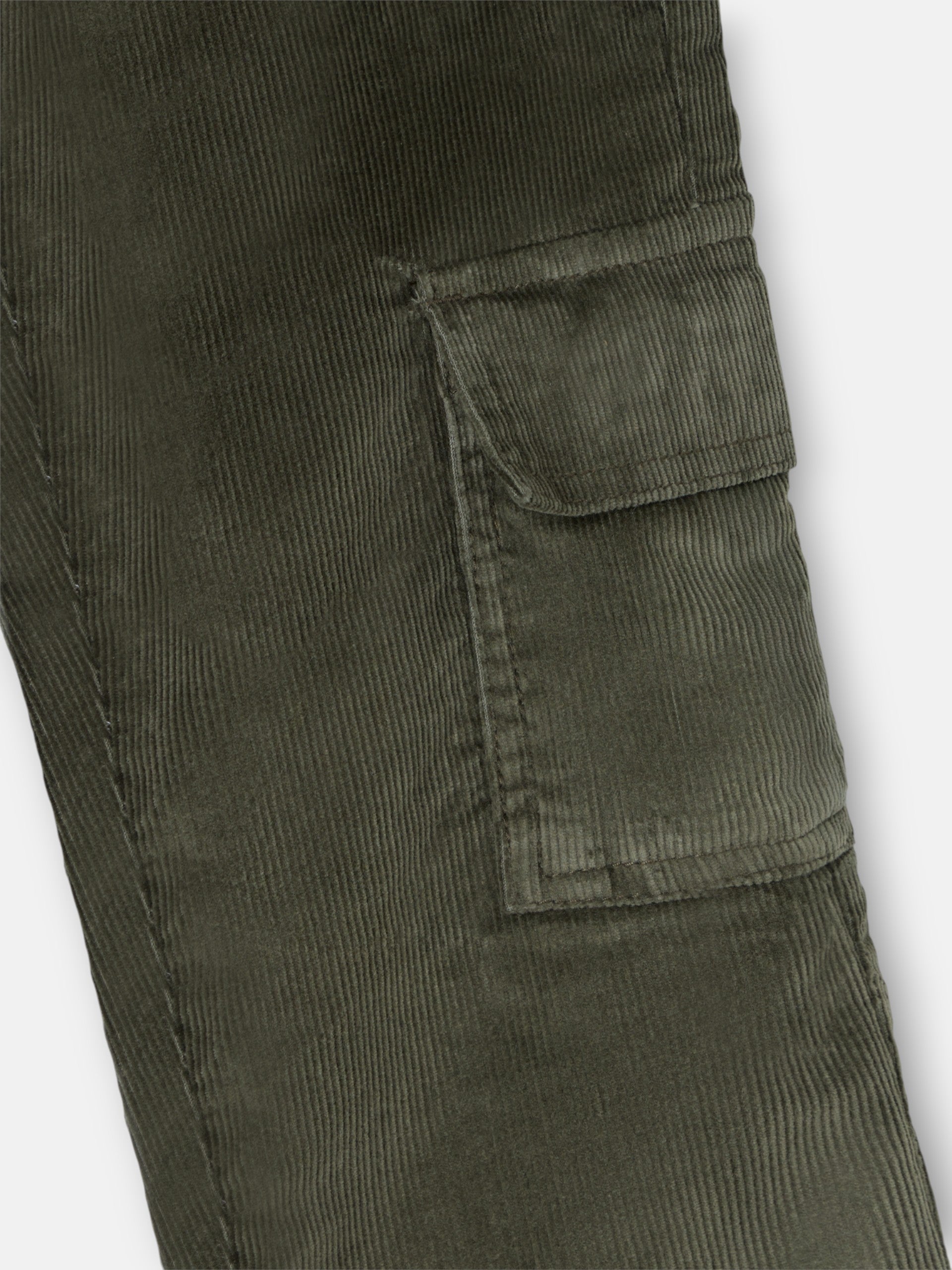 Calças desportivas cargo de bombazina verde para crianças