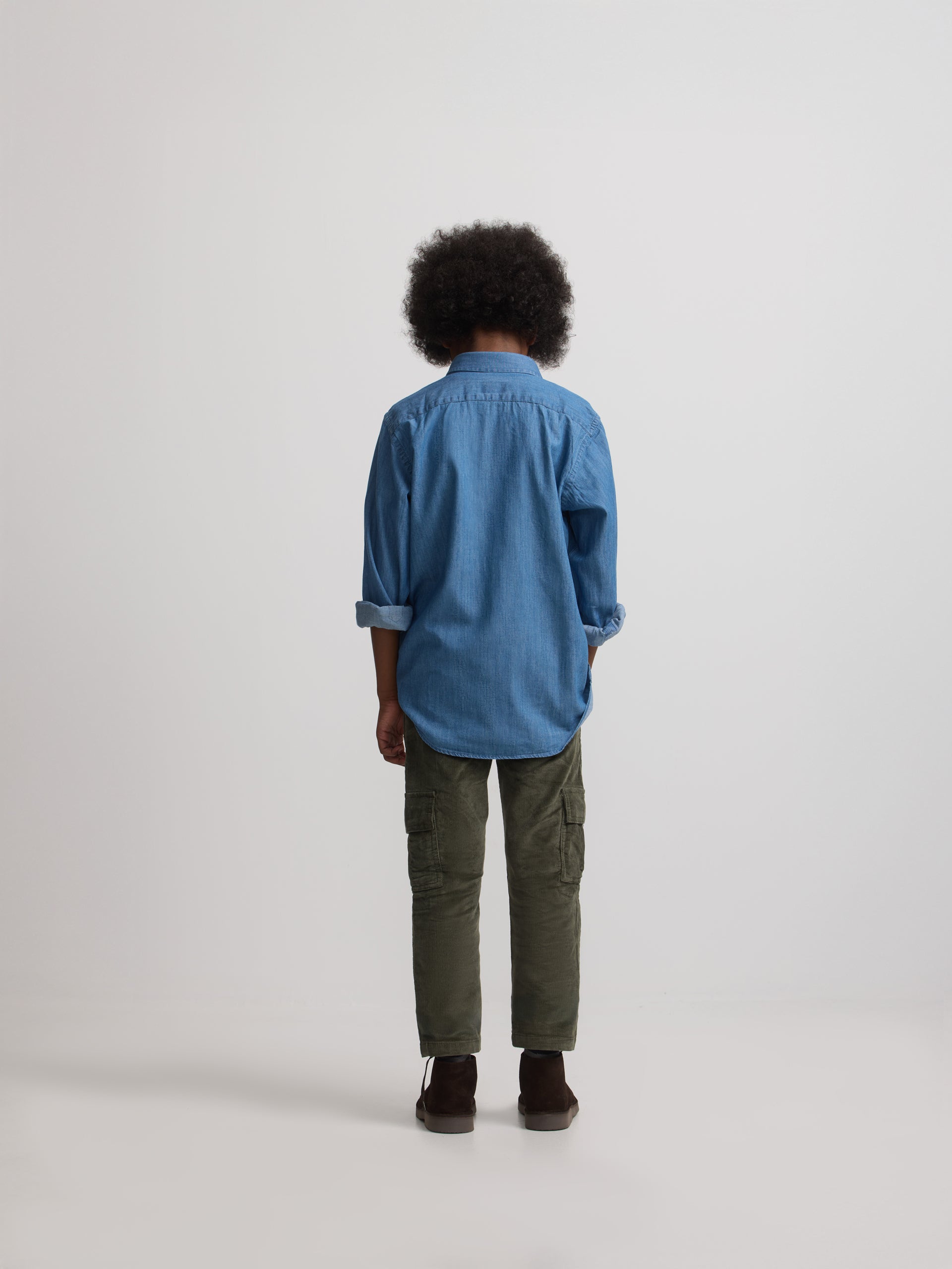 Calças desportivas cargo de bombazina verde para crianças