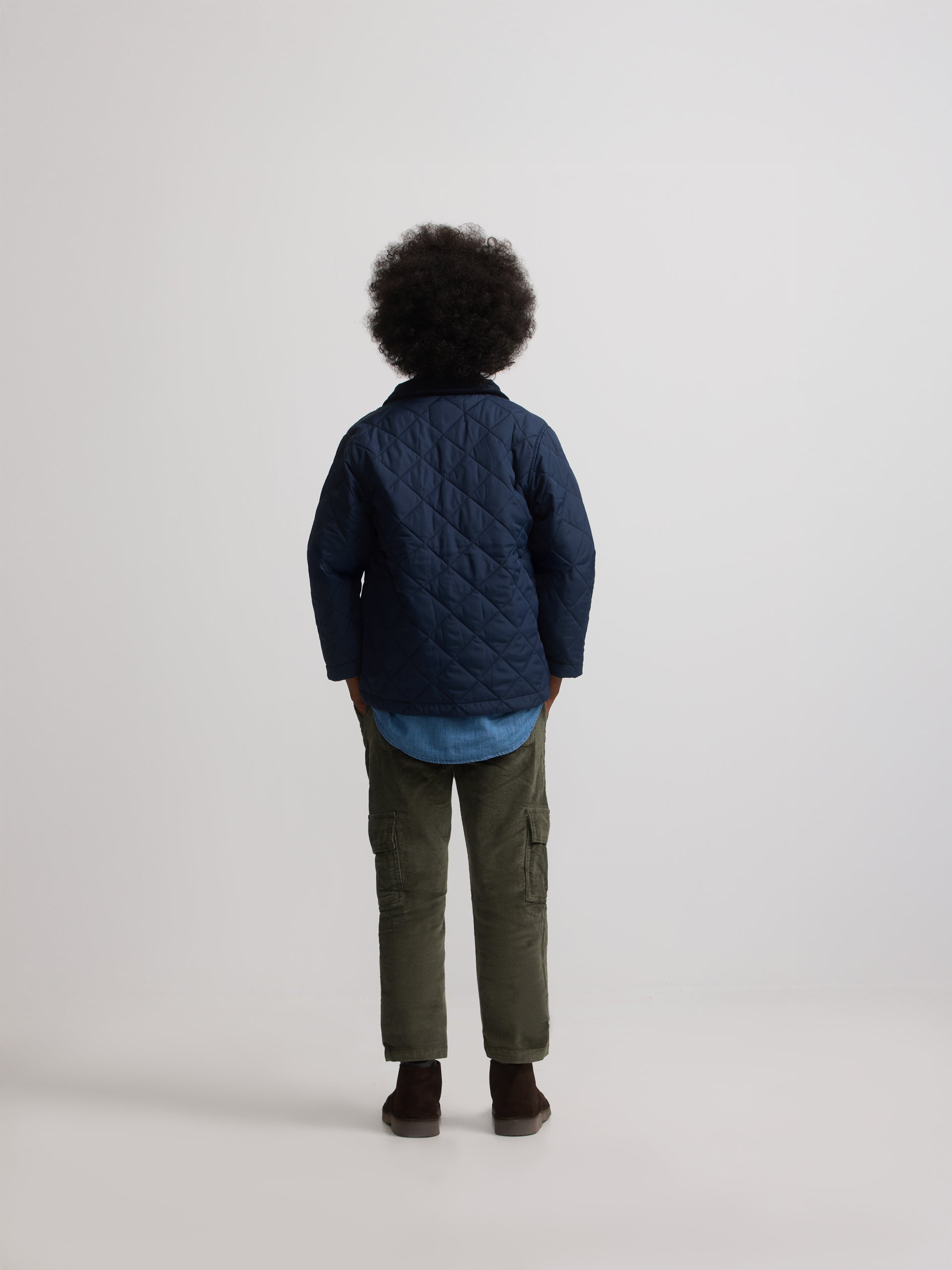 Calças desportivas cargo de bombazina verde para crianças