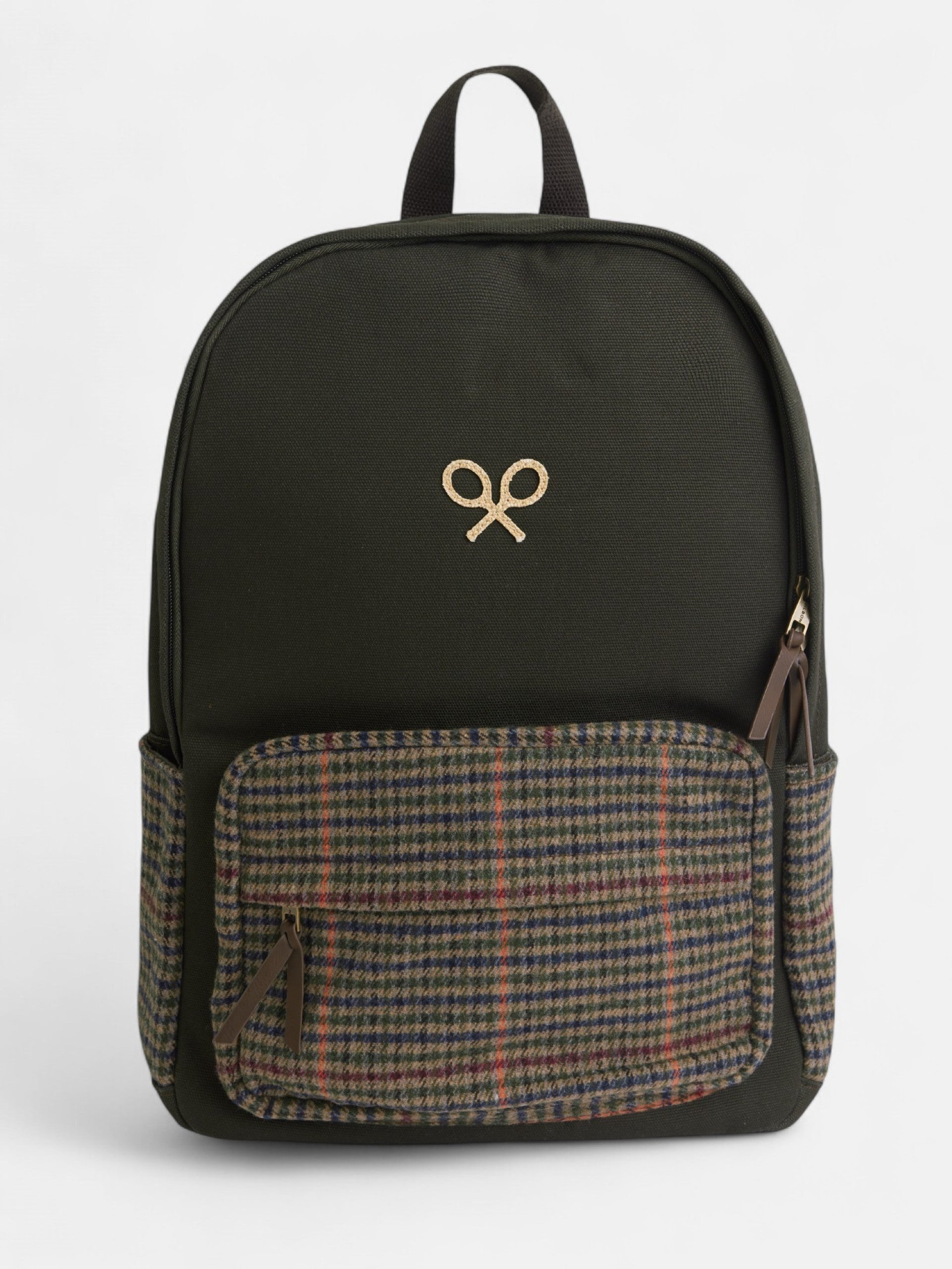 Mochila casual tejido cuadros marron