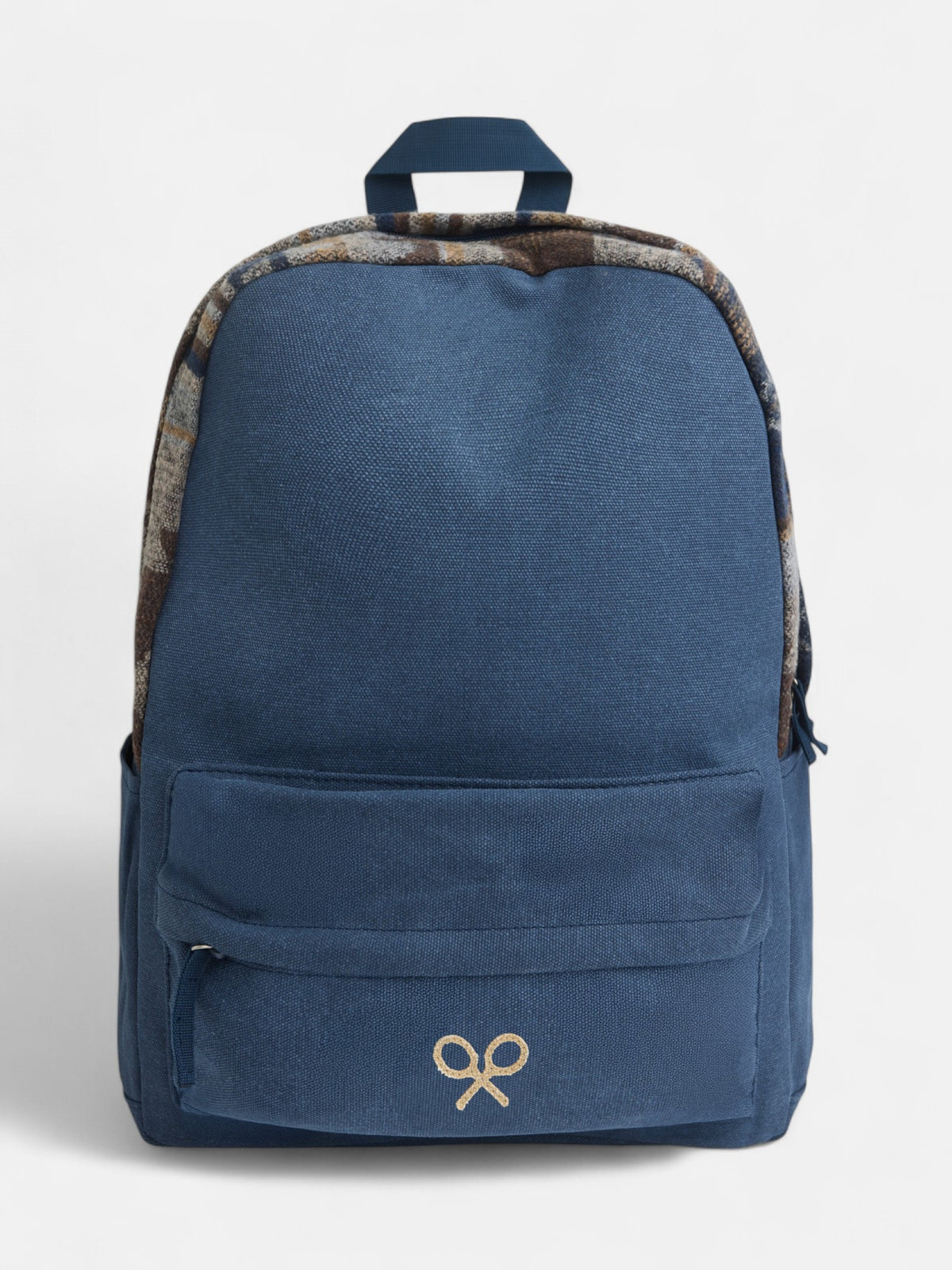 Navy blue ethnic fabric sport backpack